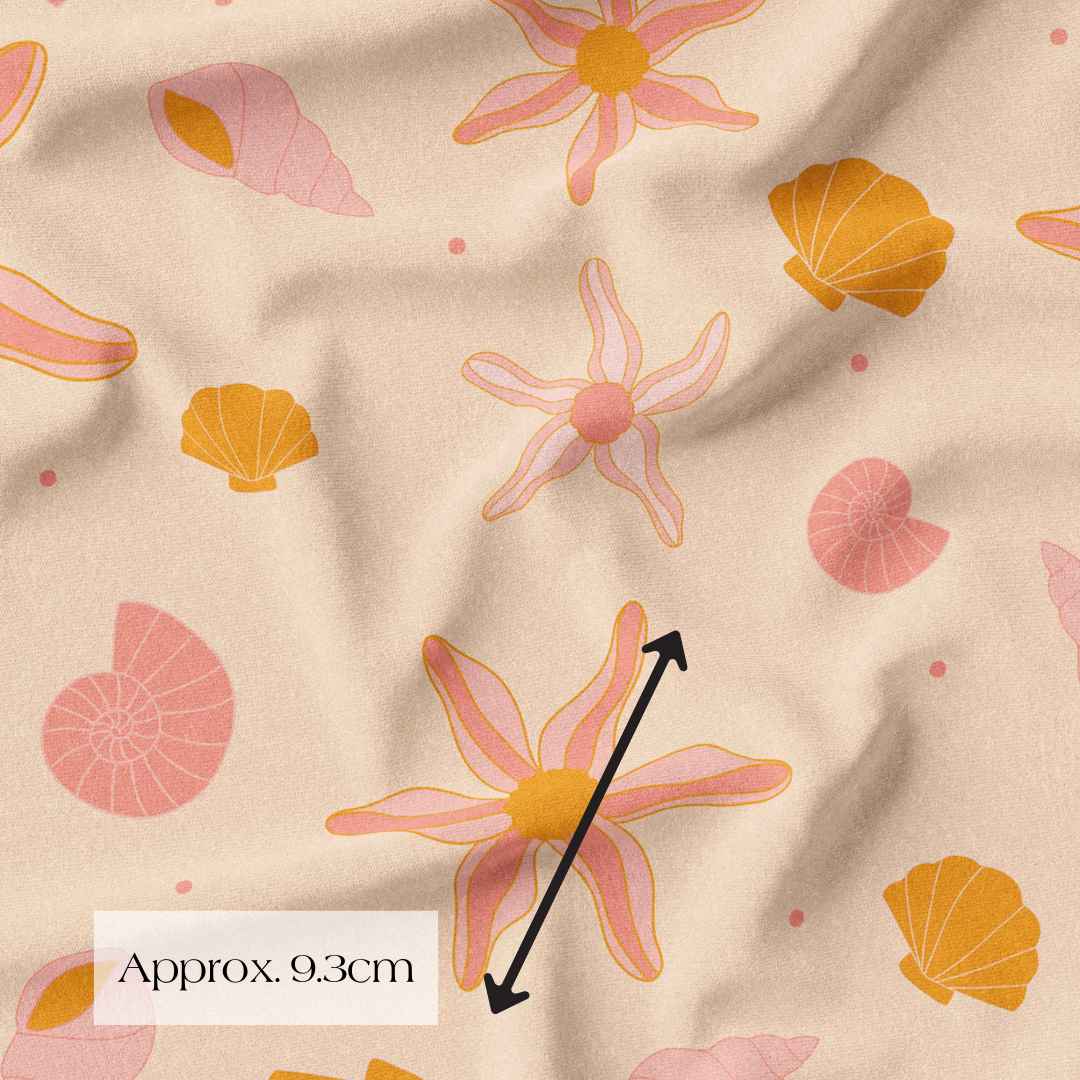 Boho Beach Rockpool Peach Fabric Australia Woven and Knit