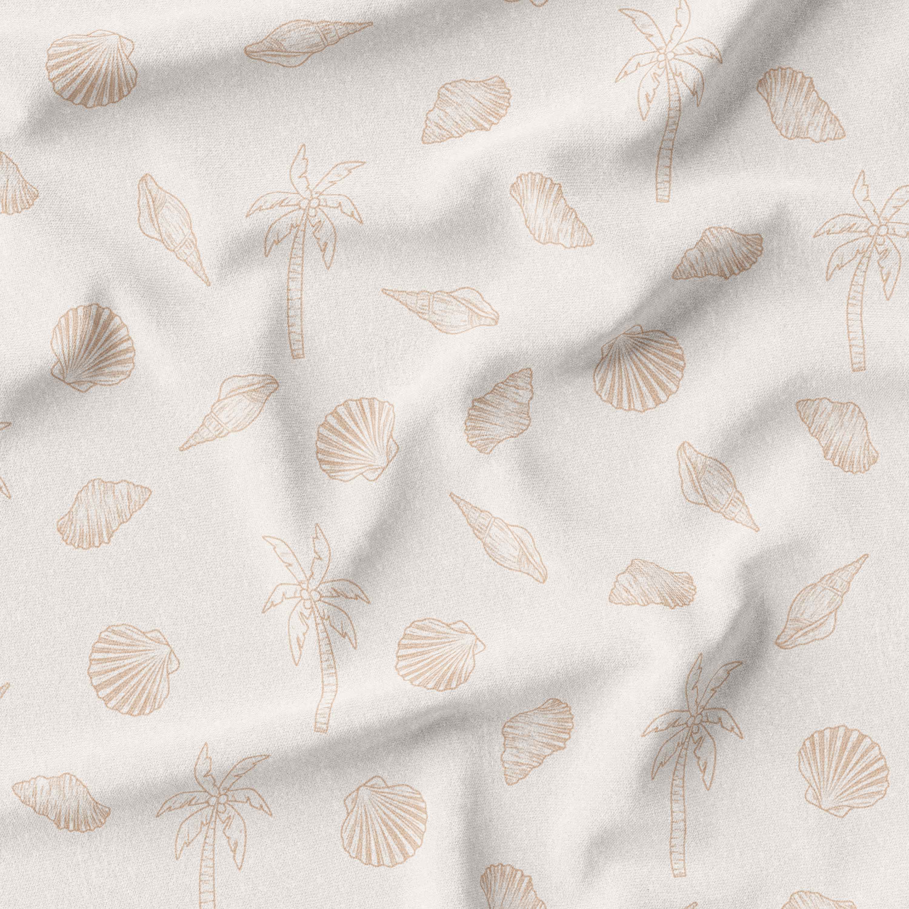 Boho Sea Shells Fabric Beach Australia Woven and Knit Beige