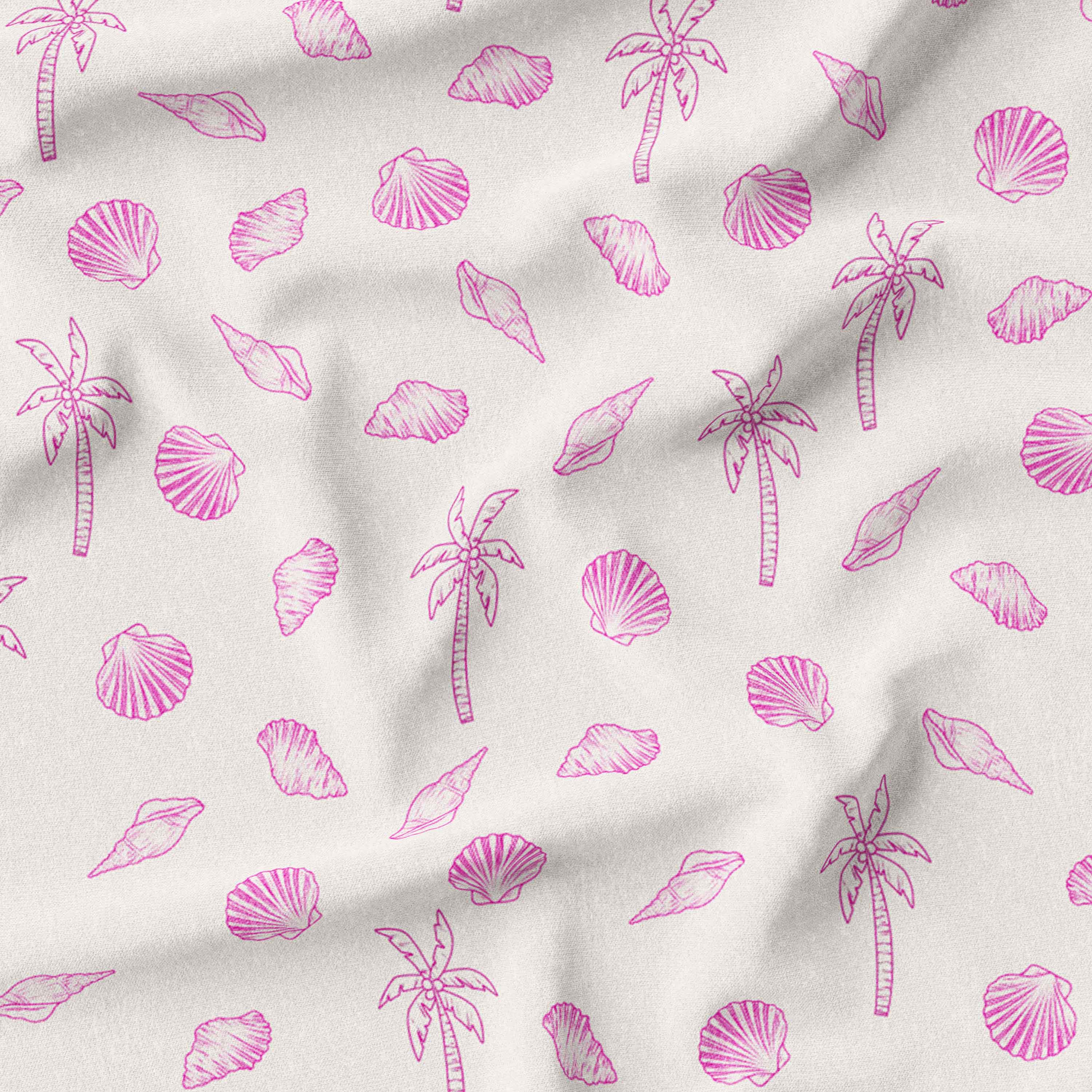 Boho Sea Shells Fabric pink Australia Knit and Woven