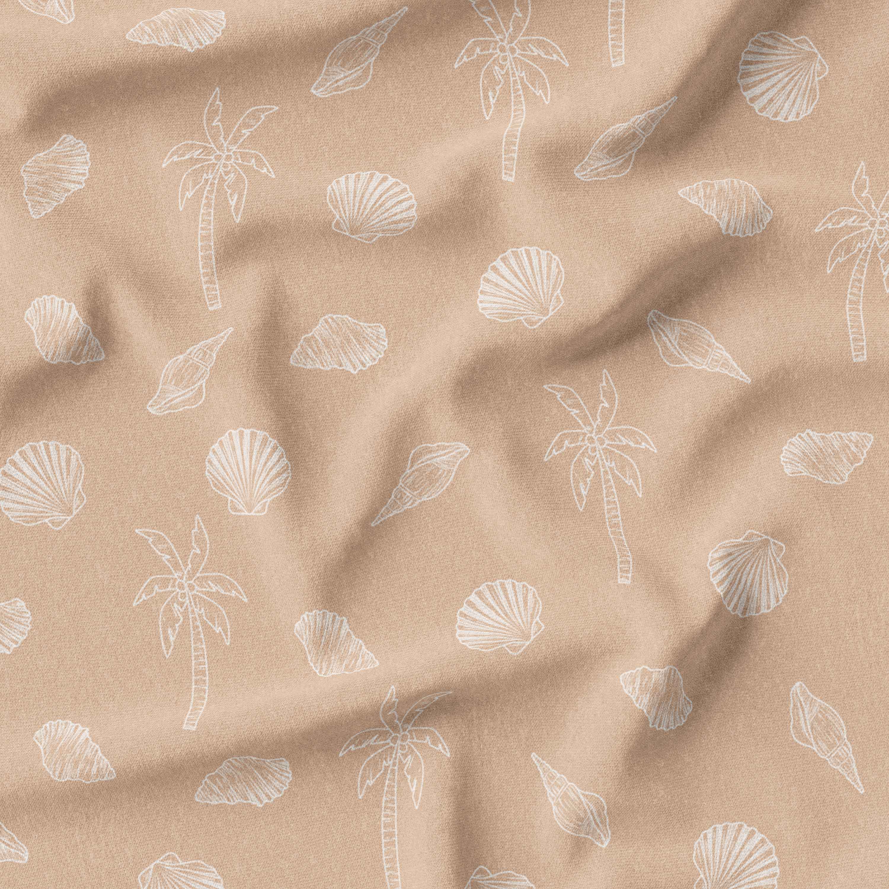 Boho Sea Shells Fabric Beach Australia Woven and Knit Tan