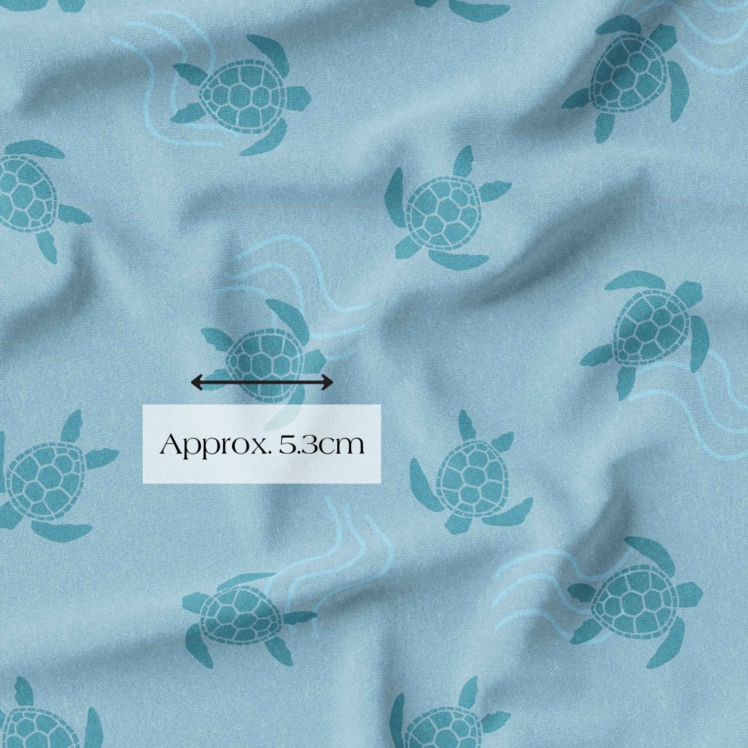Boho Sea Turtles Fabric Australia Woven and Knit Scale Blue