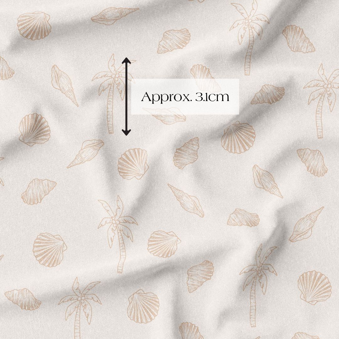 Boho Sea Shells Fabric Beach Australia Woven and Knit Scale