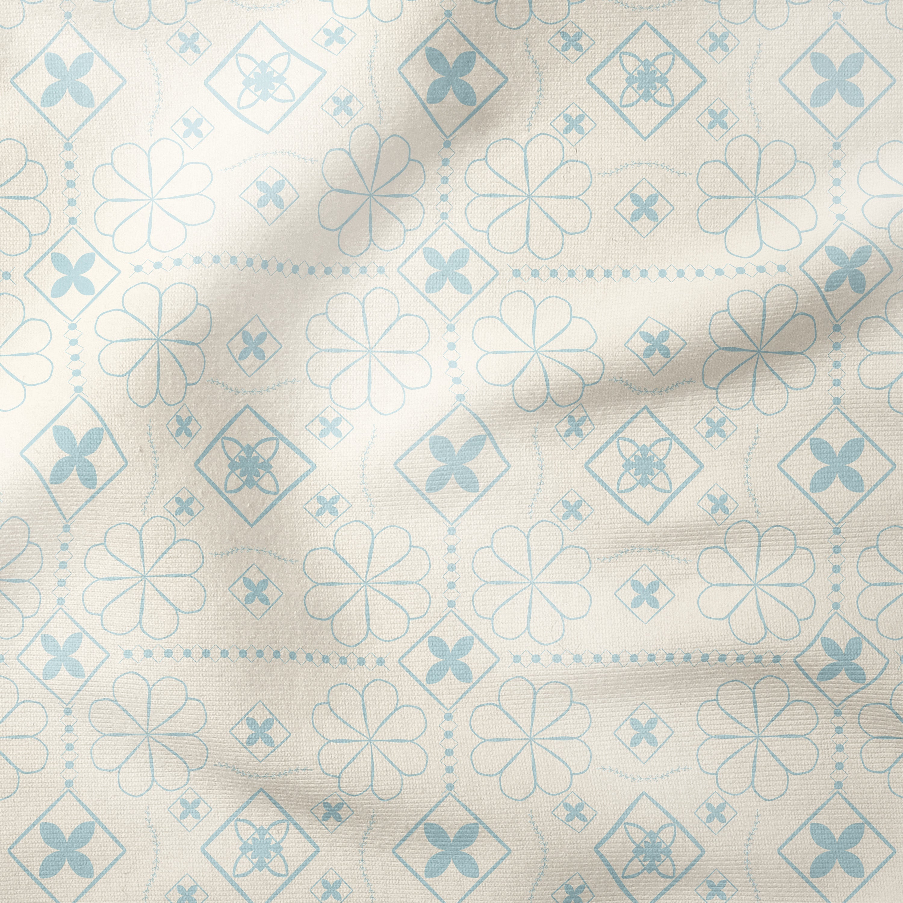Geometric Bloom-Melco Originals-Blue-Cotton Poplin (110gsm) / 140cm width-Melco Fabrics Online Fabric Australia