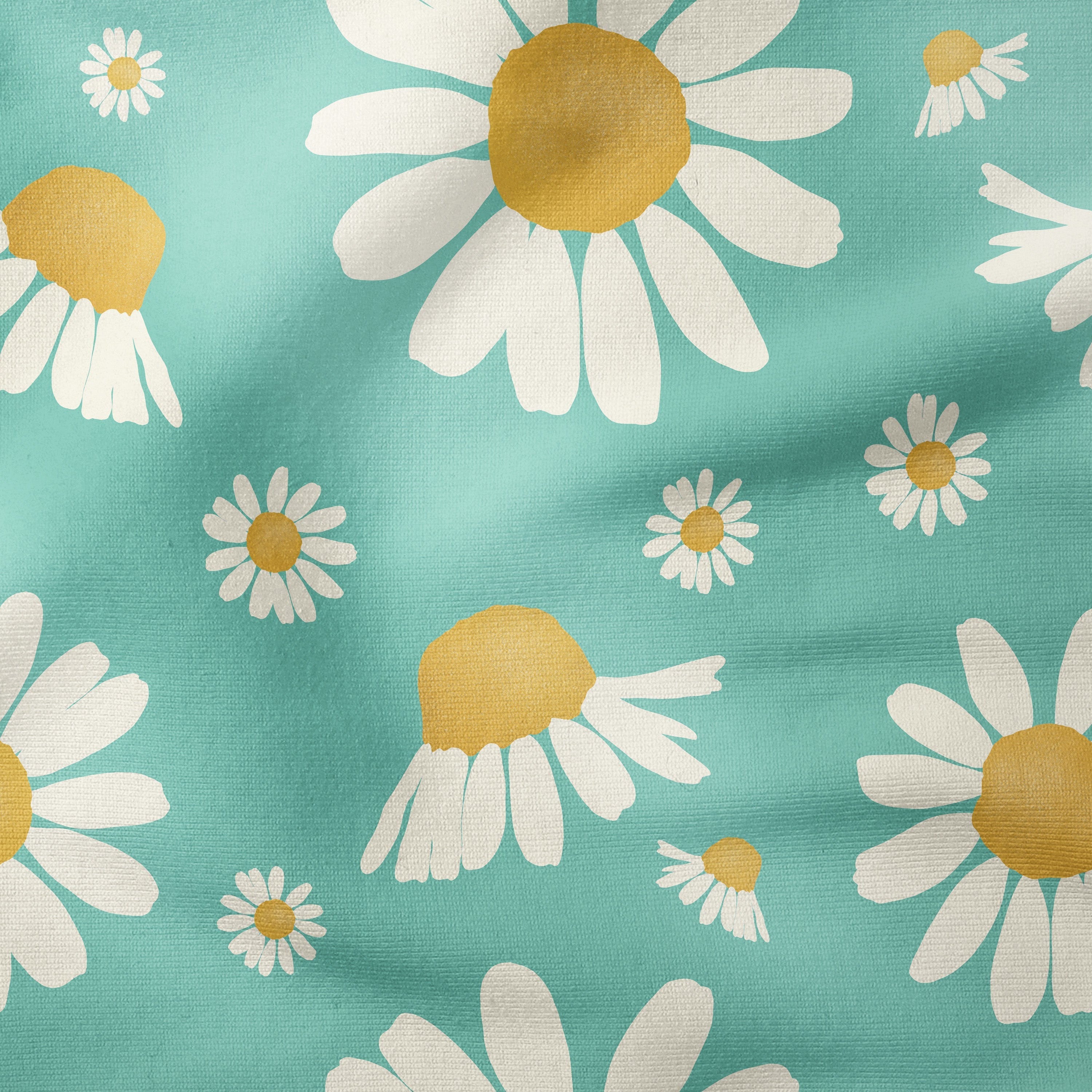 Melco Originals- Daisies-Melco Originals-Melco Fabrics-Green Large-Cotton Poplin (110gsm) / 140cm width-Melco Fabrics