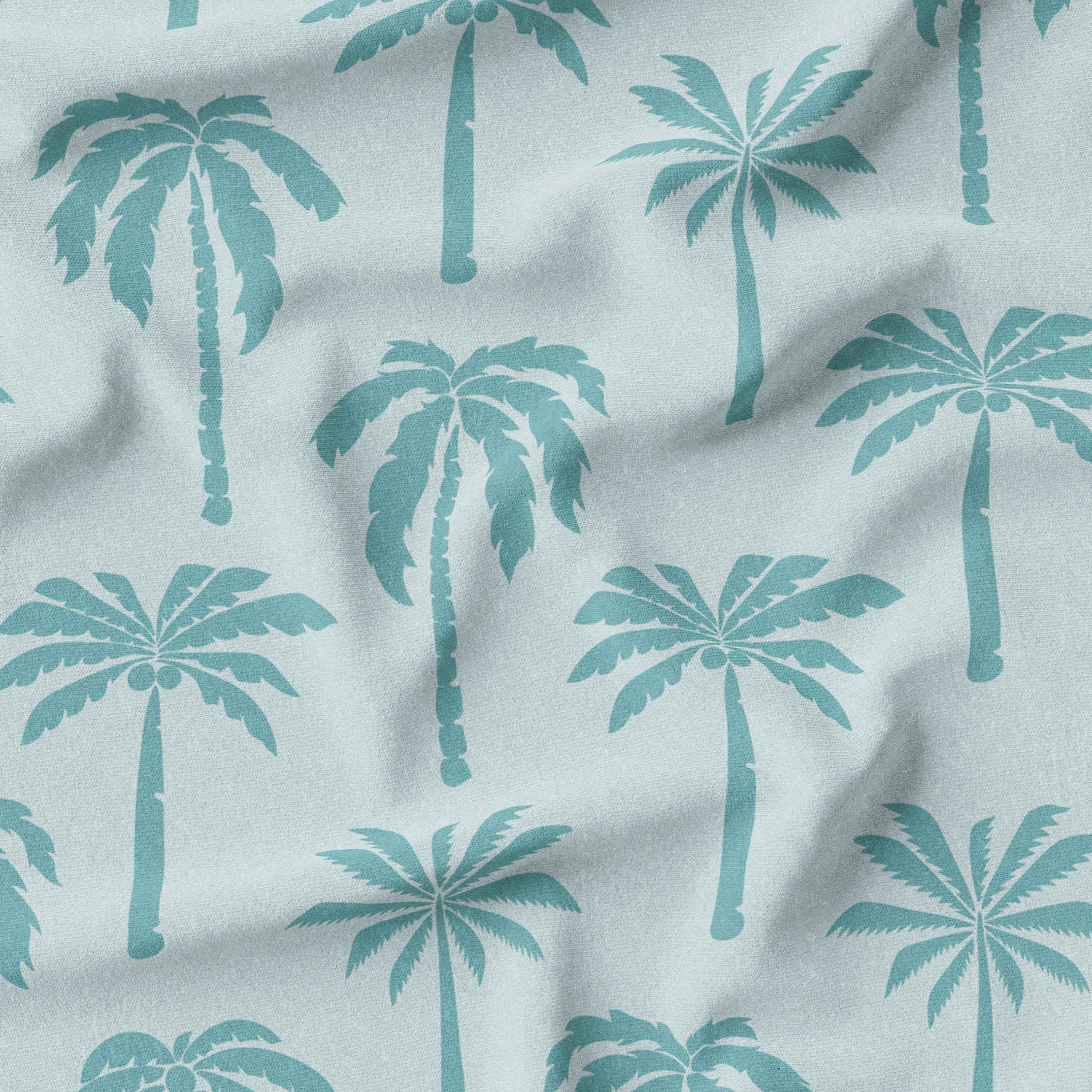 Boho Palm Tree Blue Fabric Australia Woven and Knit