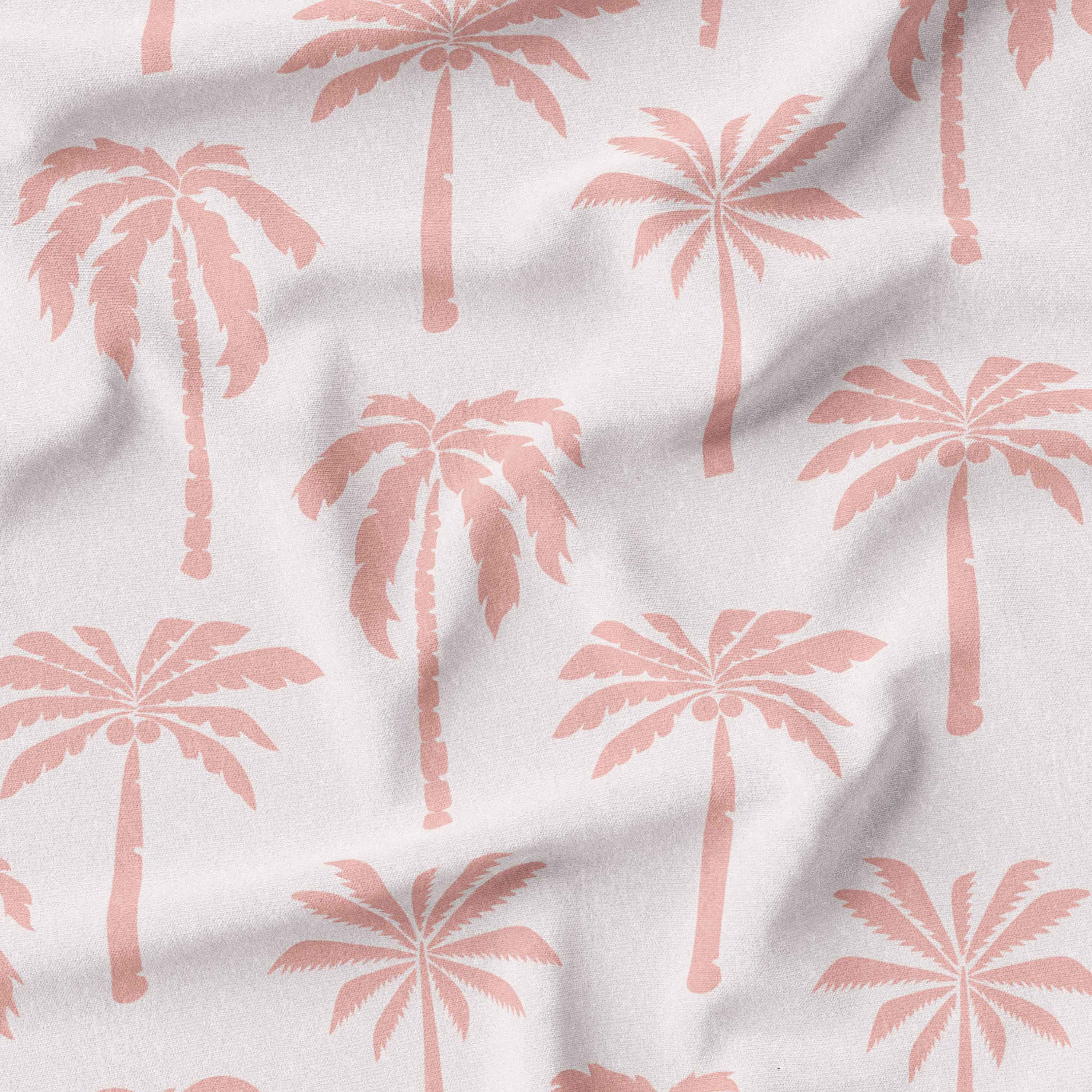 Boho Palm Tree Fabric Pink Australia Woven and Knit