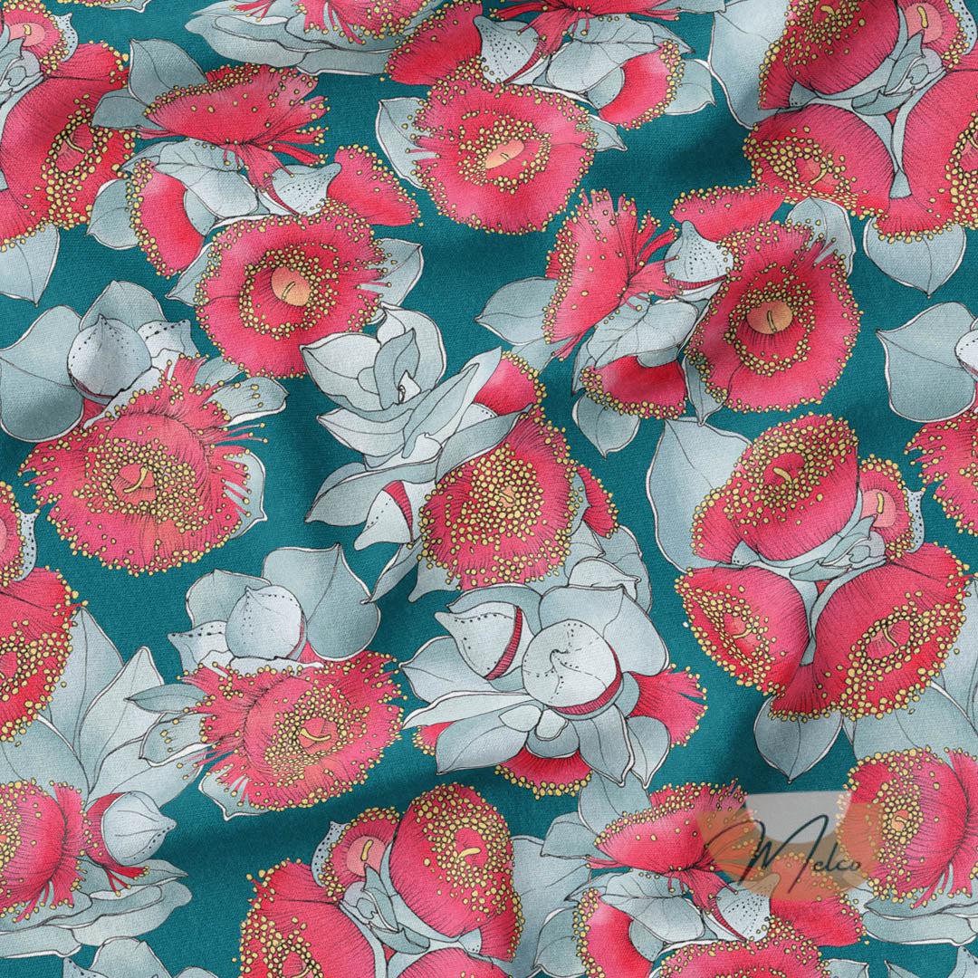 melco-fabrics-online-fabric-store-print-on-demand-australia-Christmas Mottlecah Green Fabric - The Scenic Route