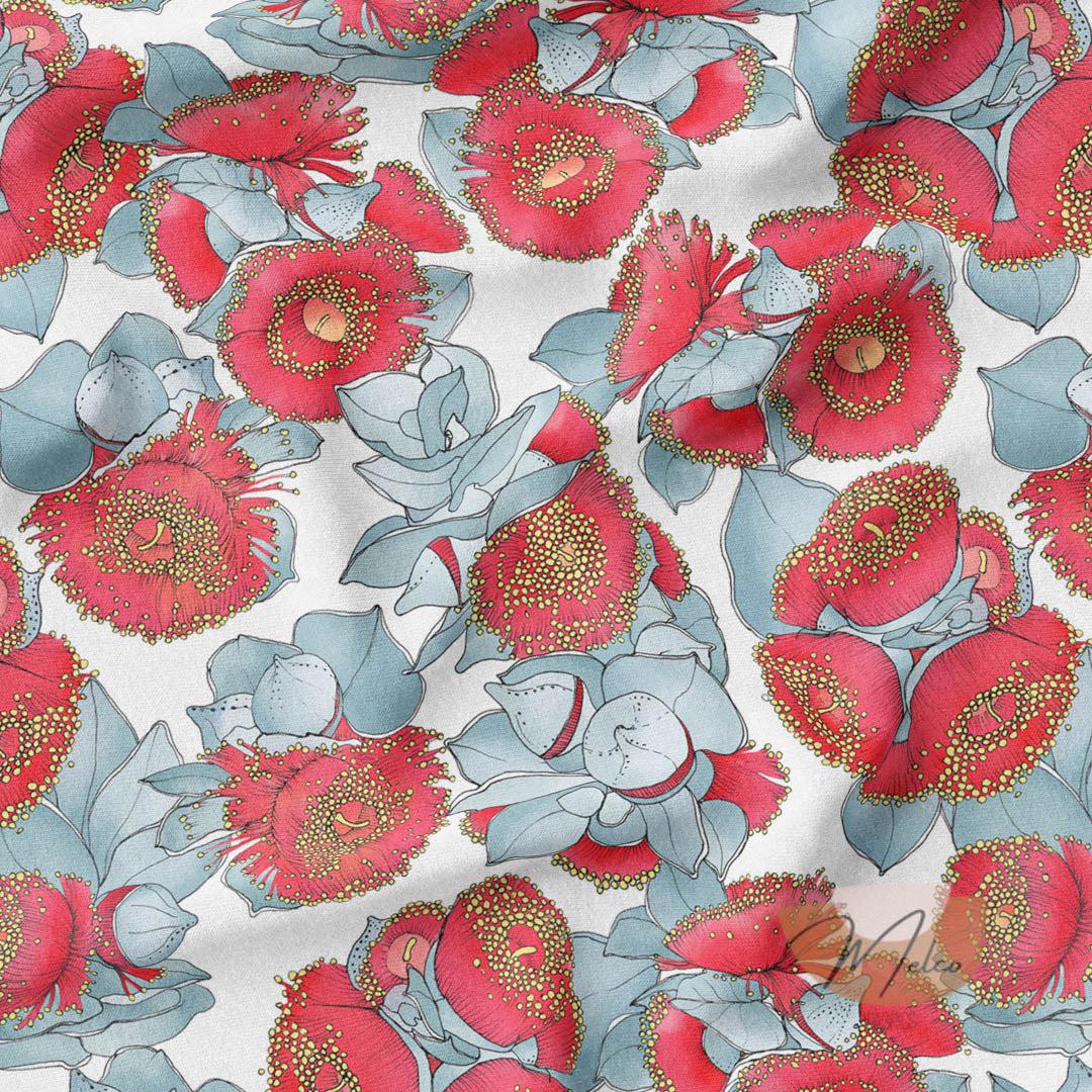 melco-fabrics-online-fabric-store-print-on-demand-australia-Christmas Mottlecah White Fabric - The Scenic Route