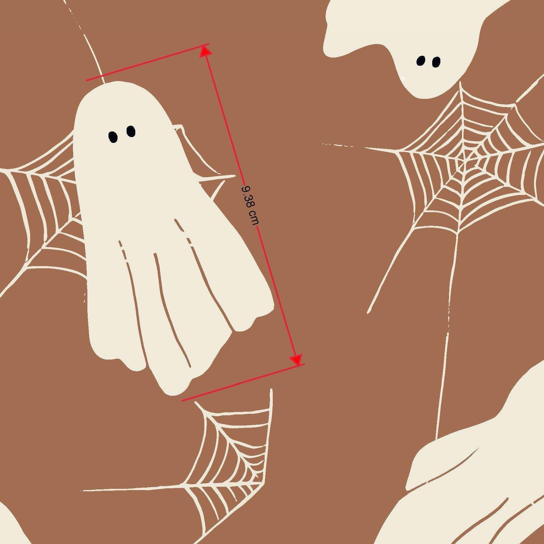 melco-fabrics-online-fabric-store-print-on-demand-australia-Ghosts & Spider Webs - Brown - Cute Halloween Fabric