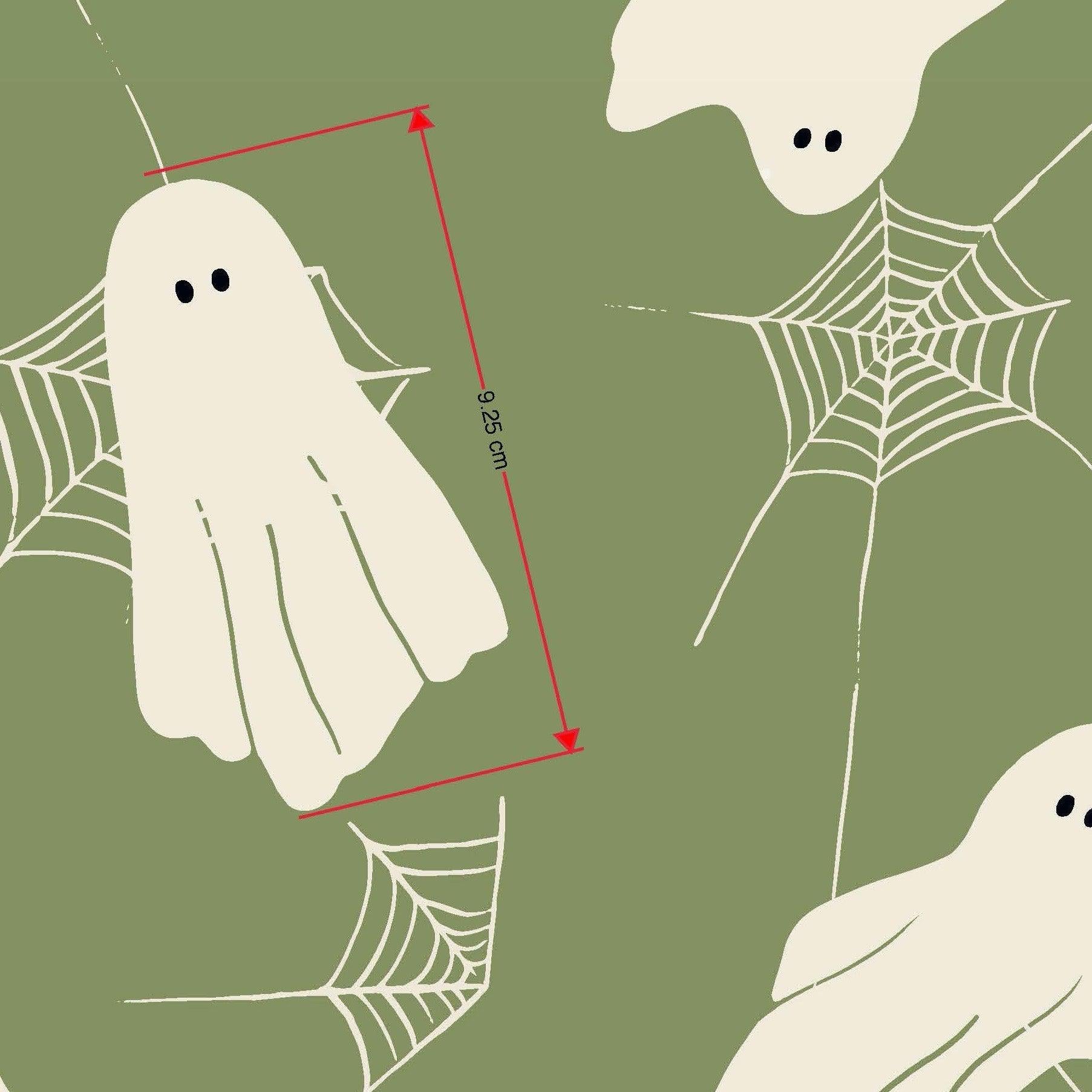 melco-fabrics-online-fabric-store-print-on-demand-australia-Ghosts & Spider Webs - Green - Cute Halloween Fabric