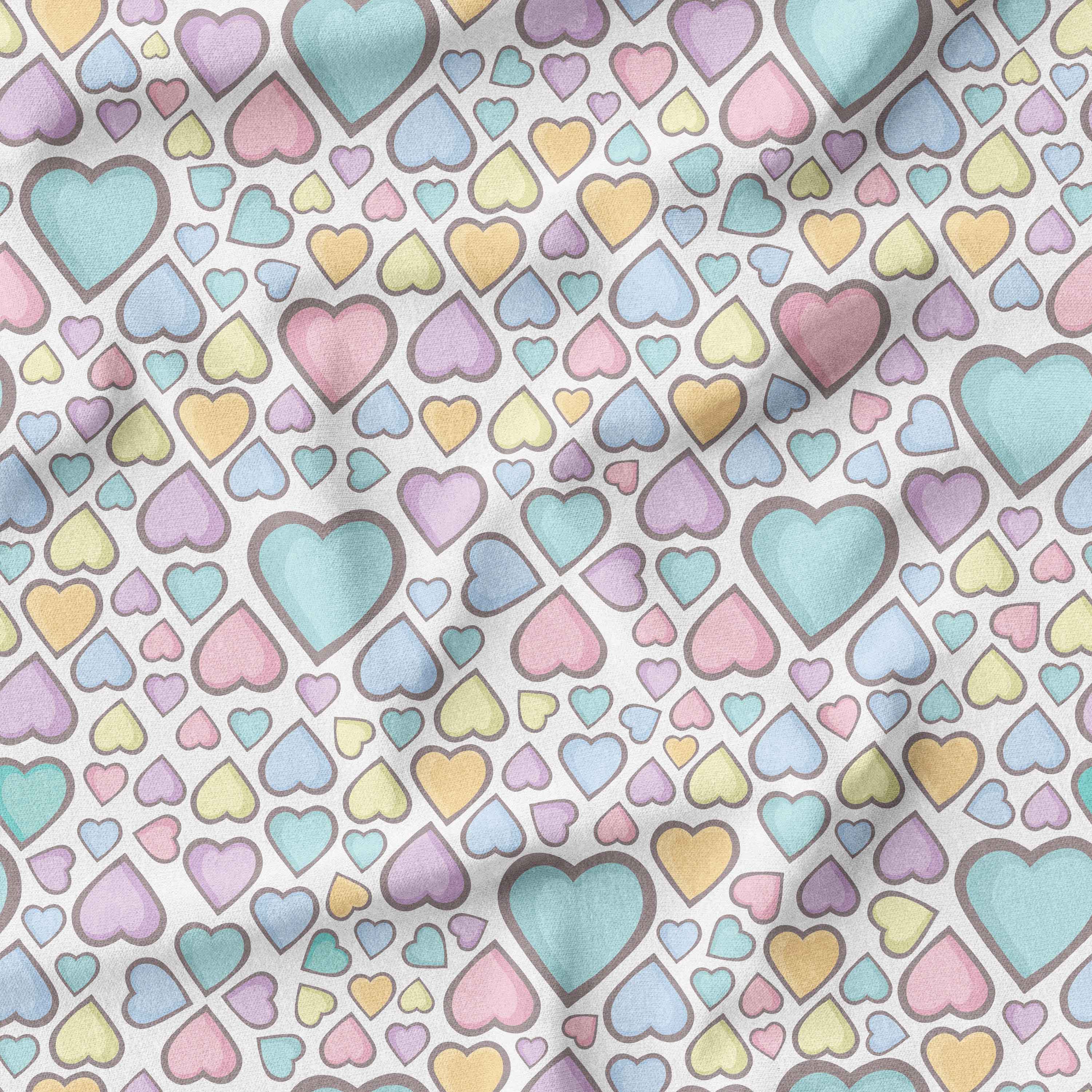 Pastel hearts Fabric