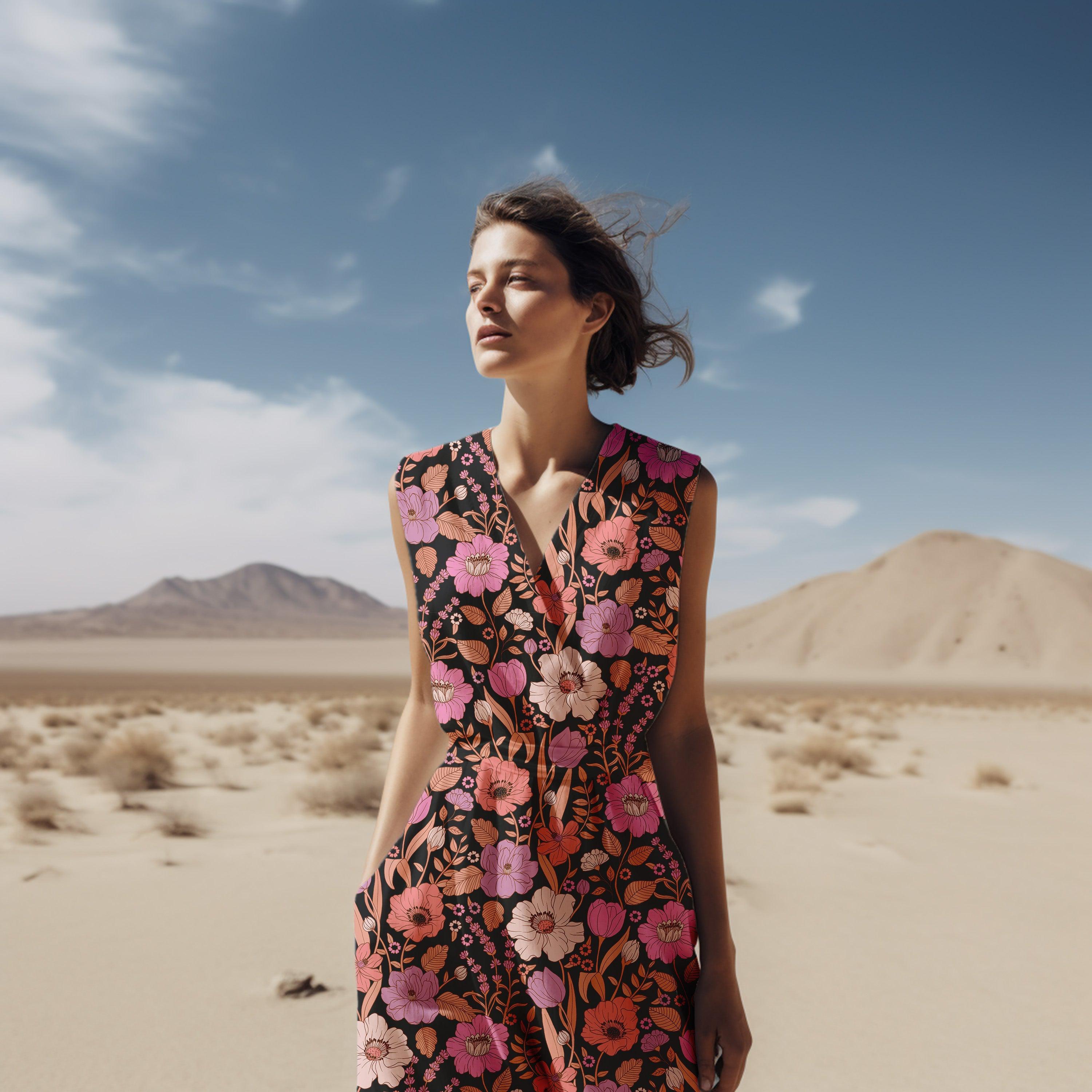 Garden Posies Black-Melco Fabrics-online-fabric-shop-australia