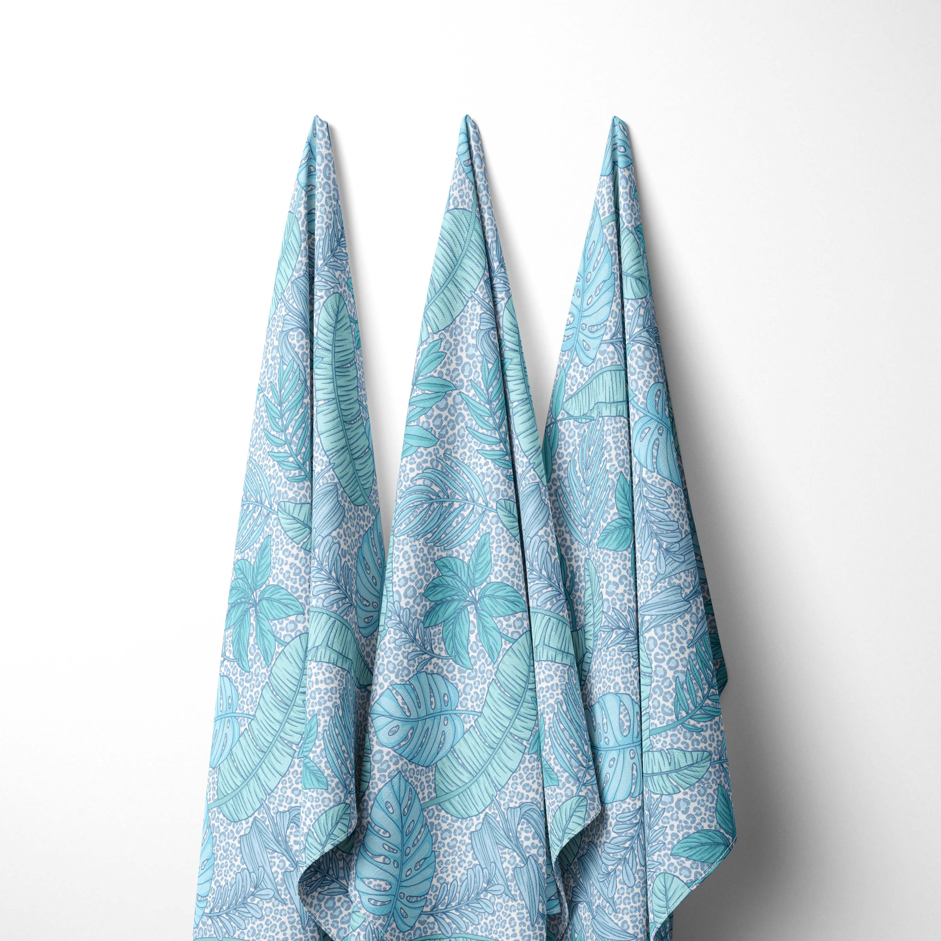 Leafy Leopard Blue-Melco Fabrics-online-fabric-shop-australia