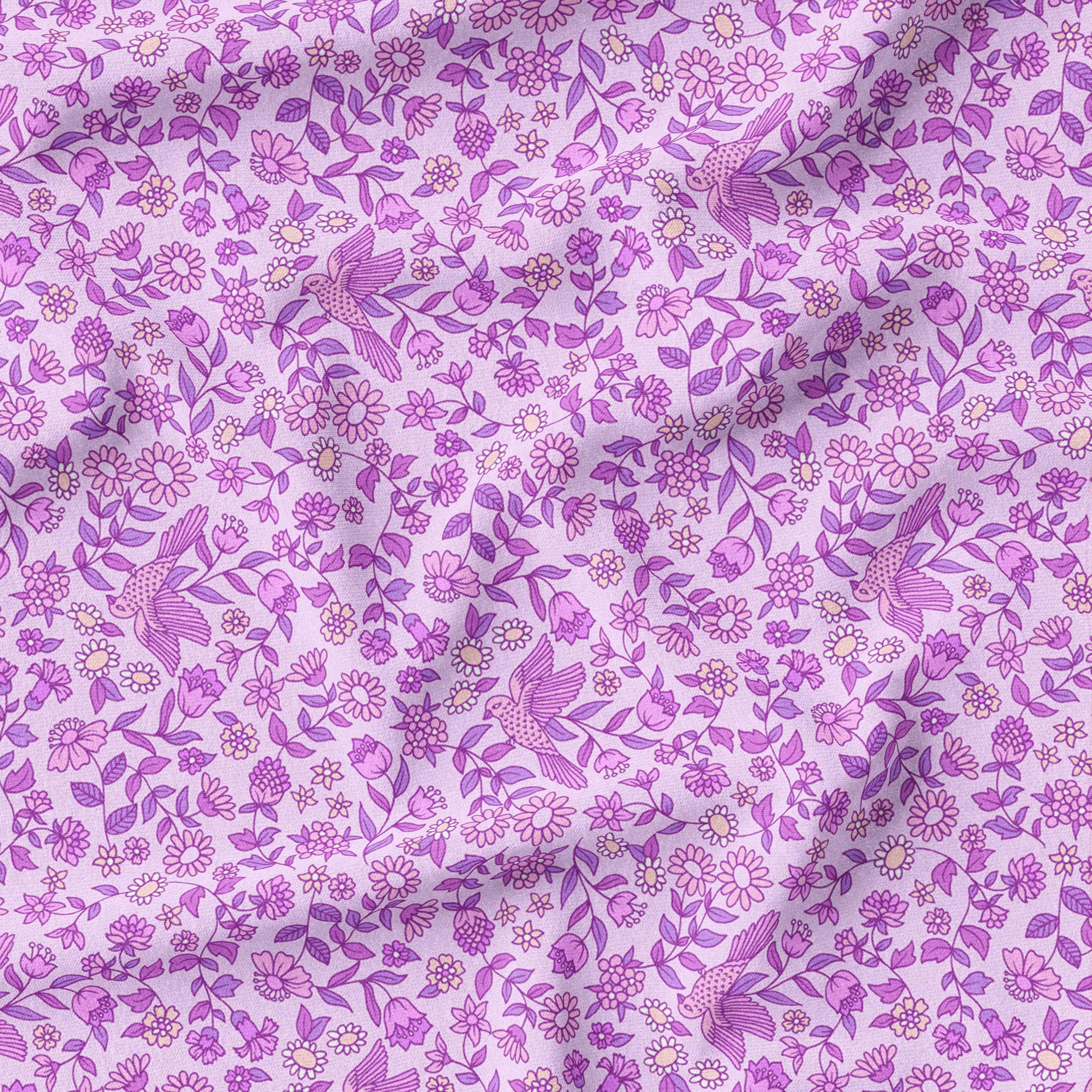Little Birdie Purple-Melco Fabrics-online-fabric-shop-australia
