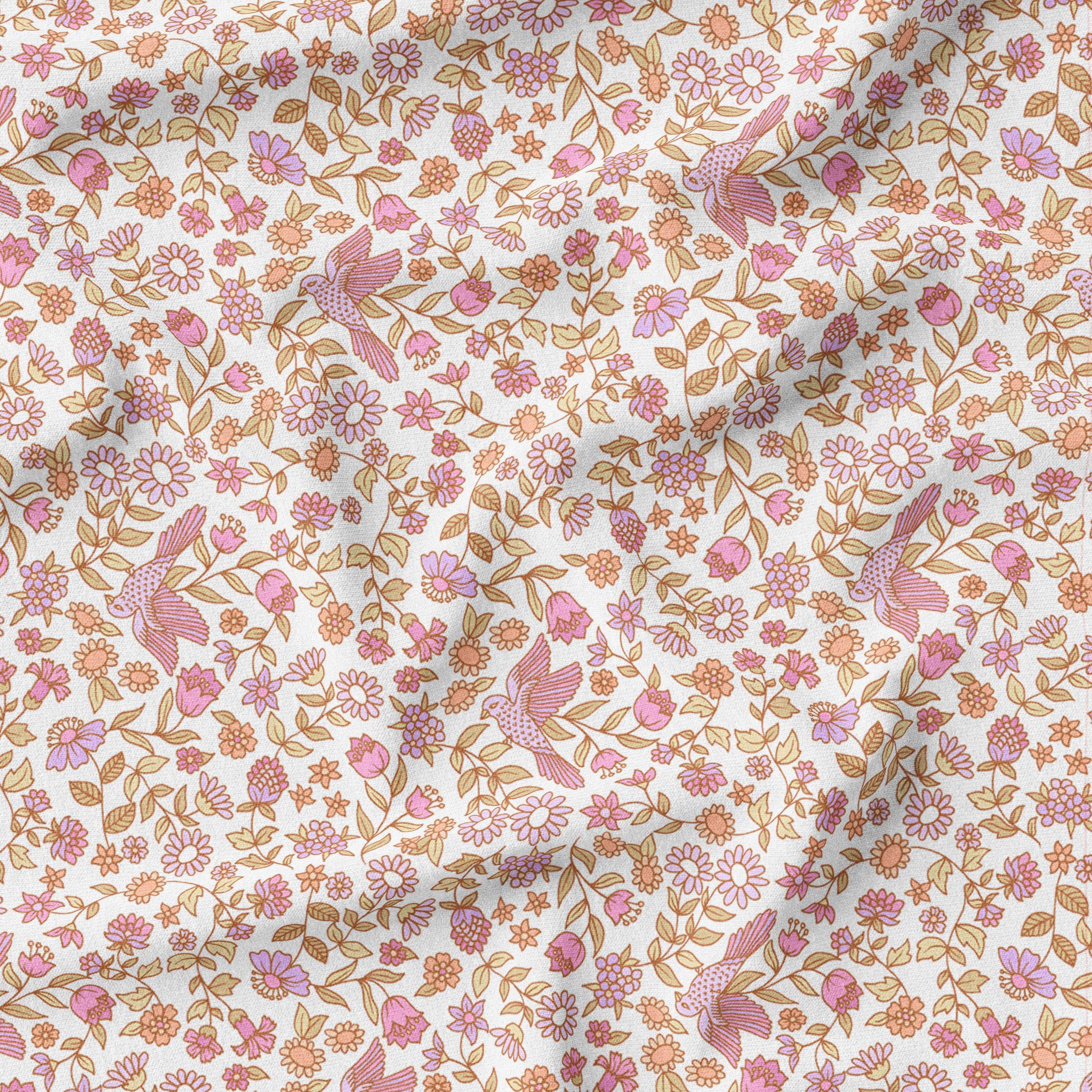 Little Birdie White-Melco Fabrics-online-fabric-shop-australia
