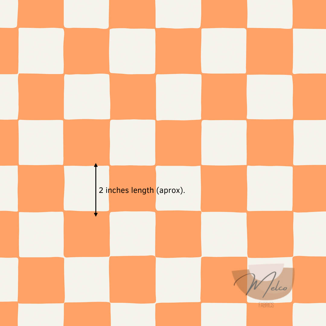 Organic Checkerboard (papaya orange) - Melco Fabrics