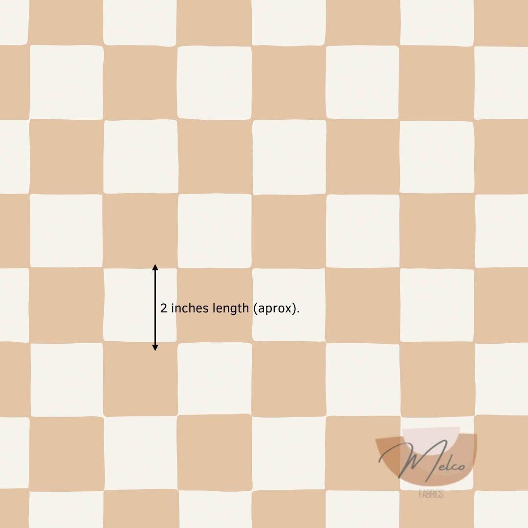 Organic Checkerboard (malt light tan brown) - Melco Fabrics
