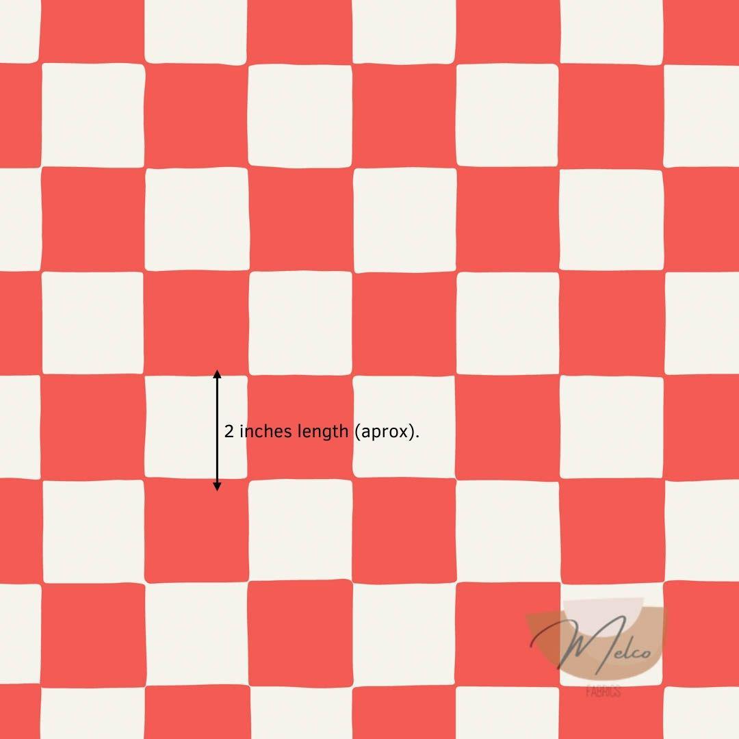 Organic Checkerboard (watermelon red) - Melco Fabrics