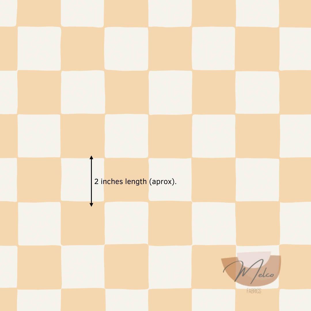 Organic Checkerboard (light apricot sorbet) - Melco Fabrics