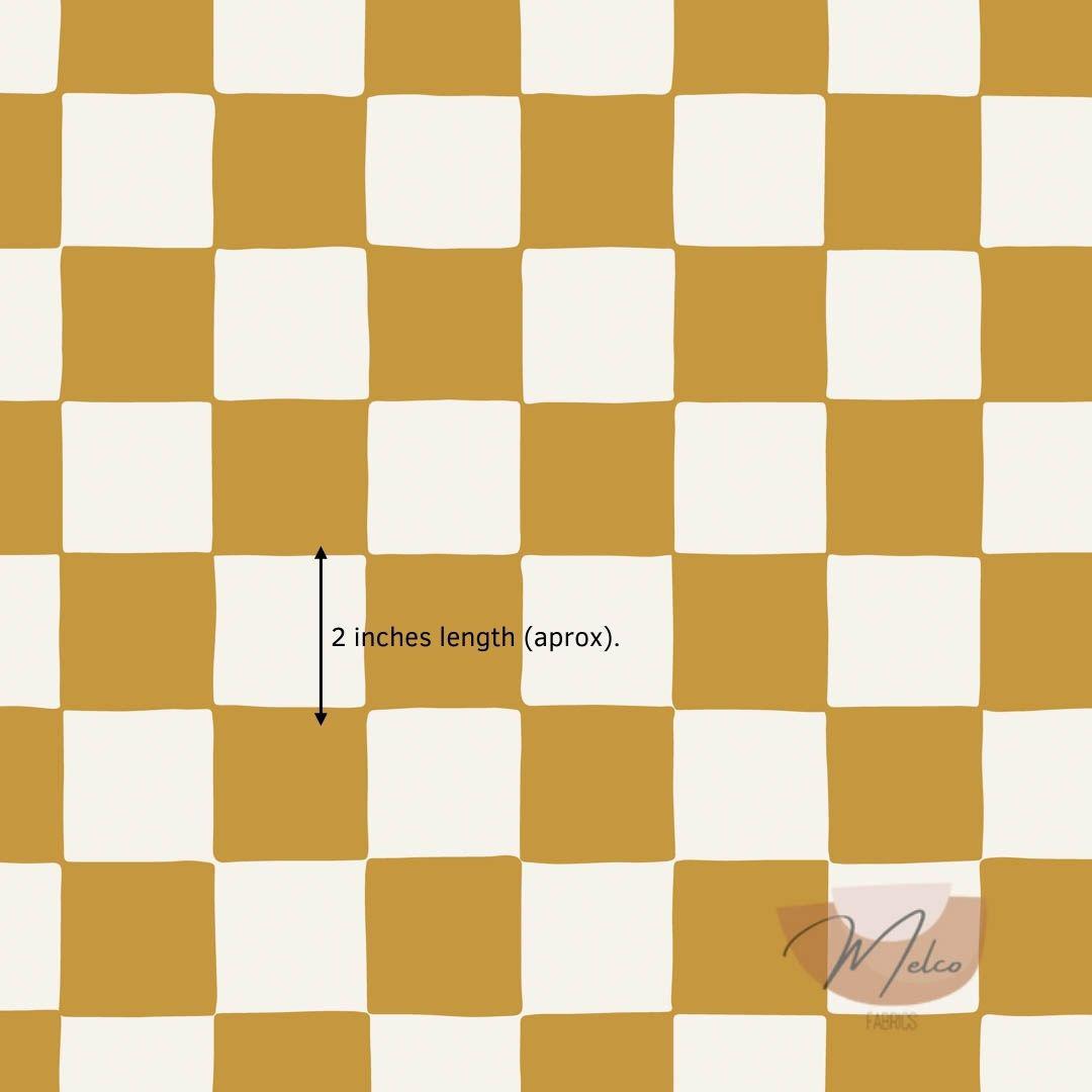 Organic Checkerboard (golden spice) - Melco Fabrics