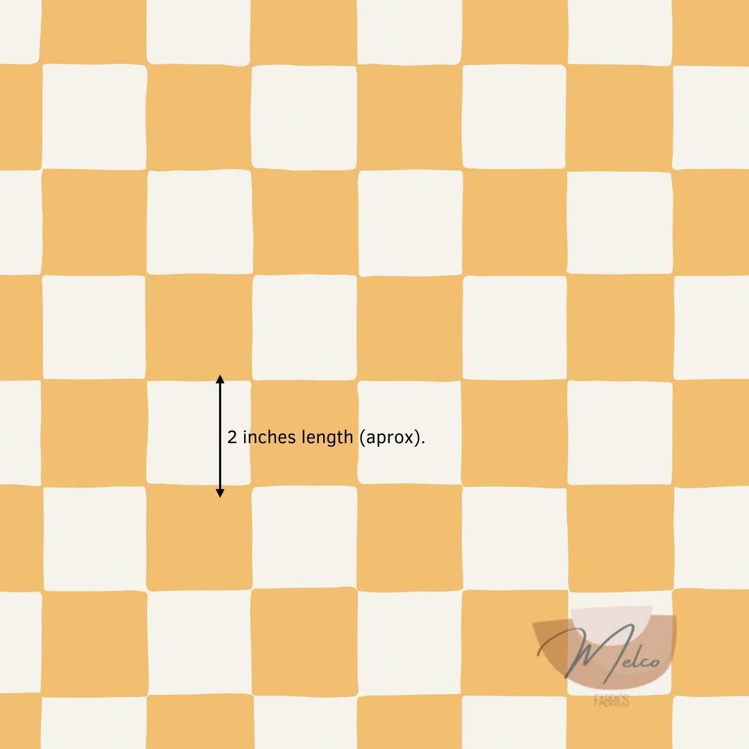 Organic Checkerboard (buff yellow) - Melco Fabrics