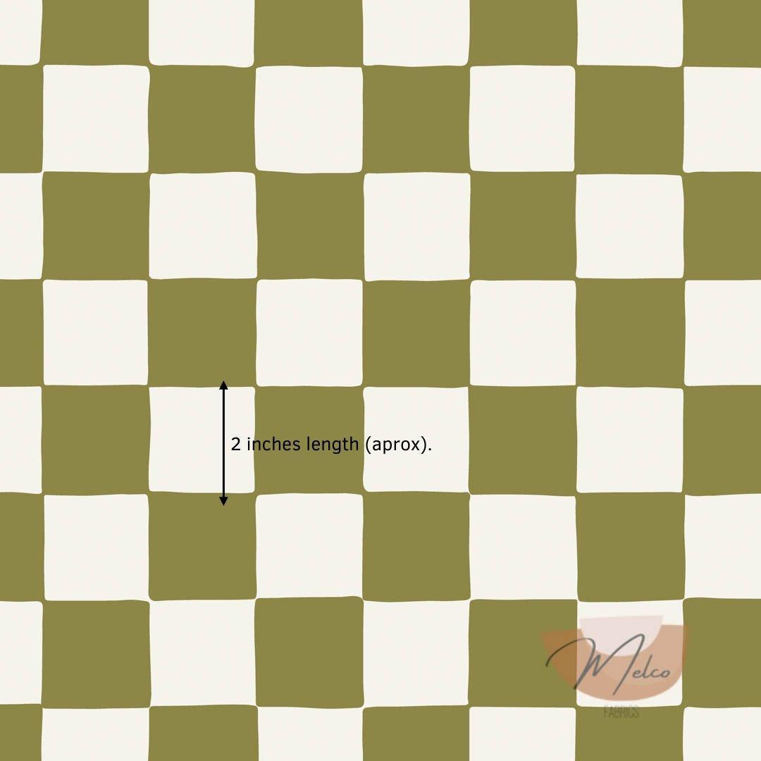 Organic Checkerboard (avocado green) - Melco Fabrics