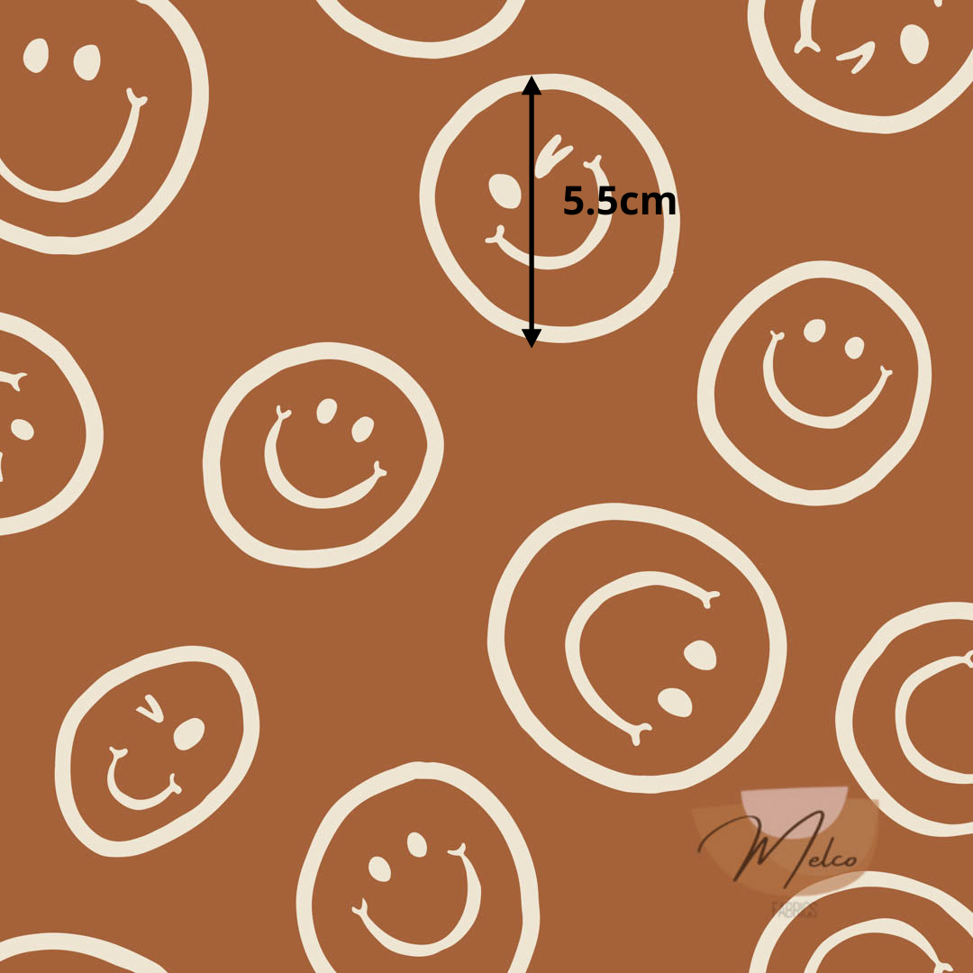 Smiley faces (fall rust ) - Melco Fabrics