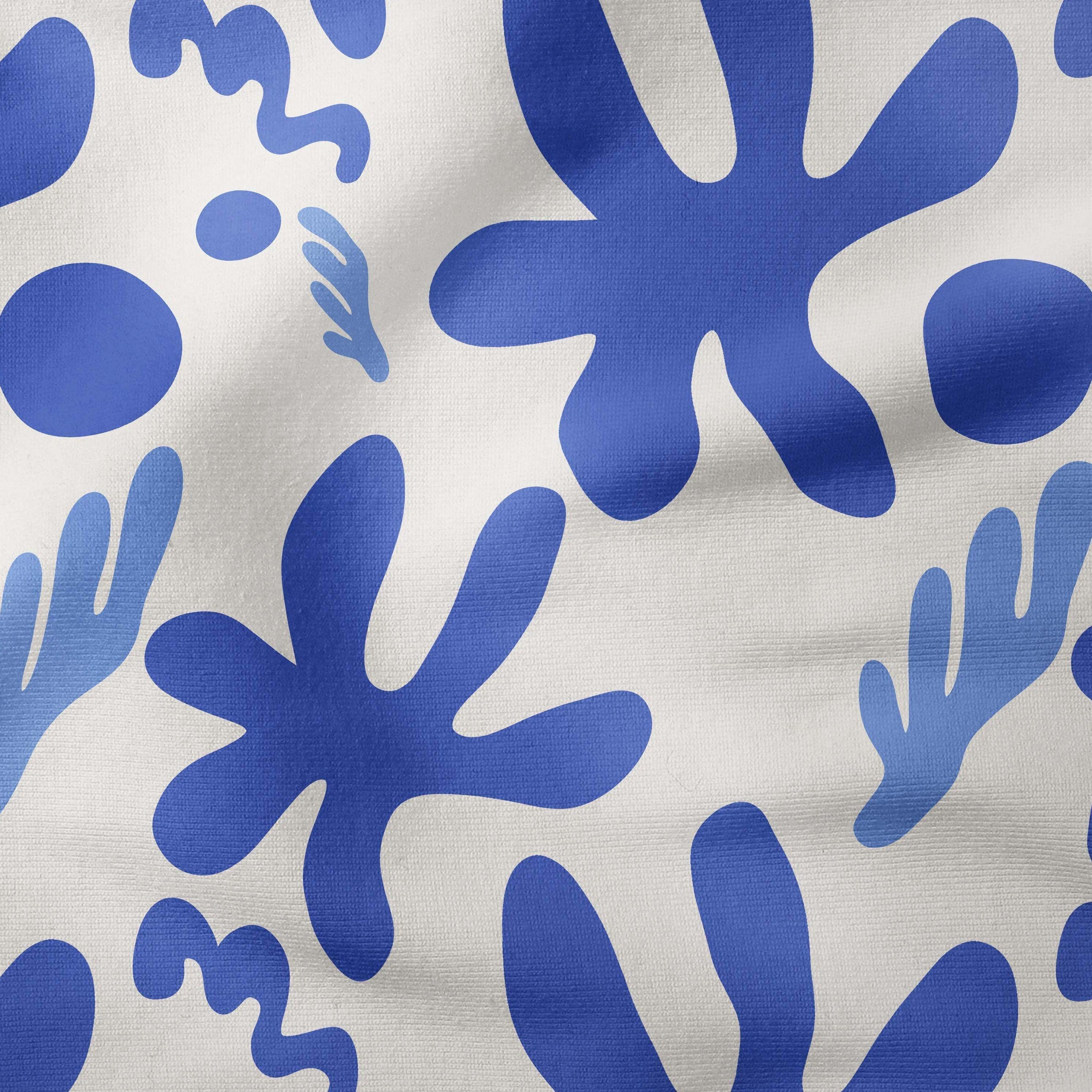 Abstract Flowers-Art Print Fabric-Melco Fabrics-Blue on Tofu-Cotton Poplin (110gsm)-Online-Fabric-Store-Australia