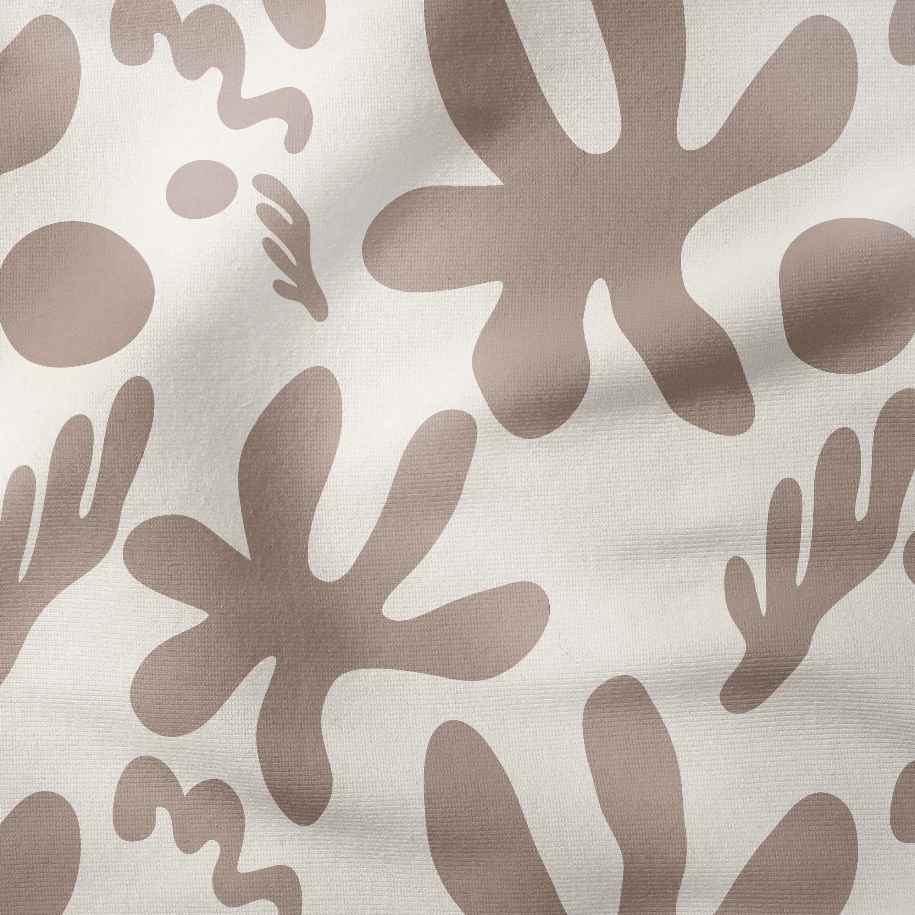 Abstract Flowers-Art Print Fabric-Melco Fabrics-Chocolate on Tofu-Cotton Poplin (110gsm)-Online-Fabric-Store-Australia