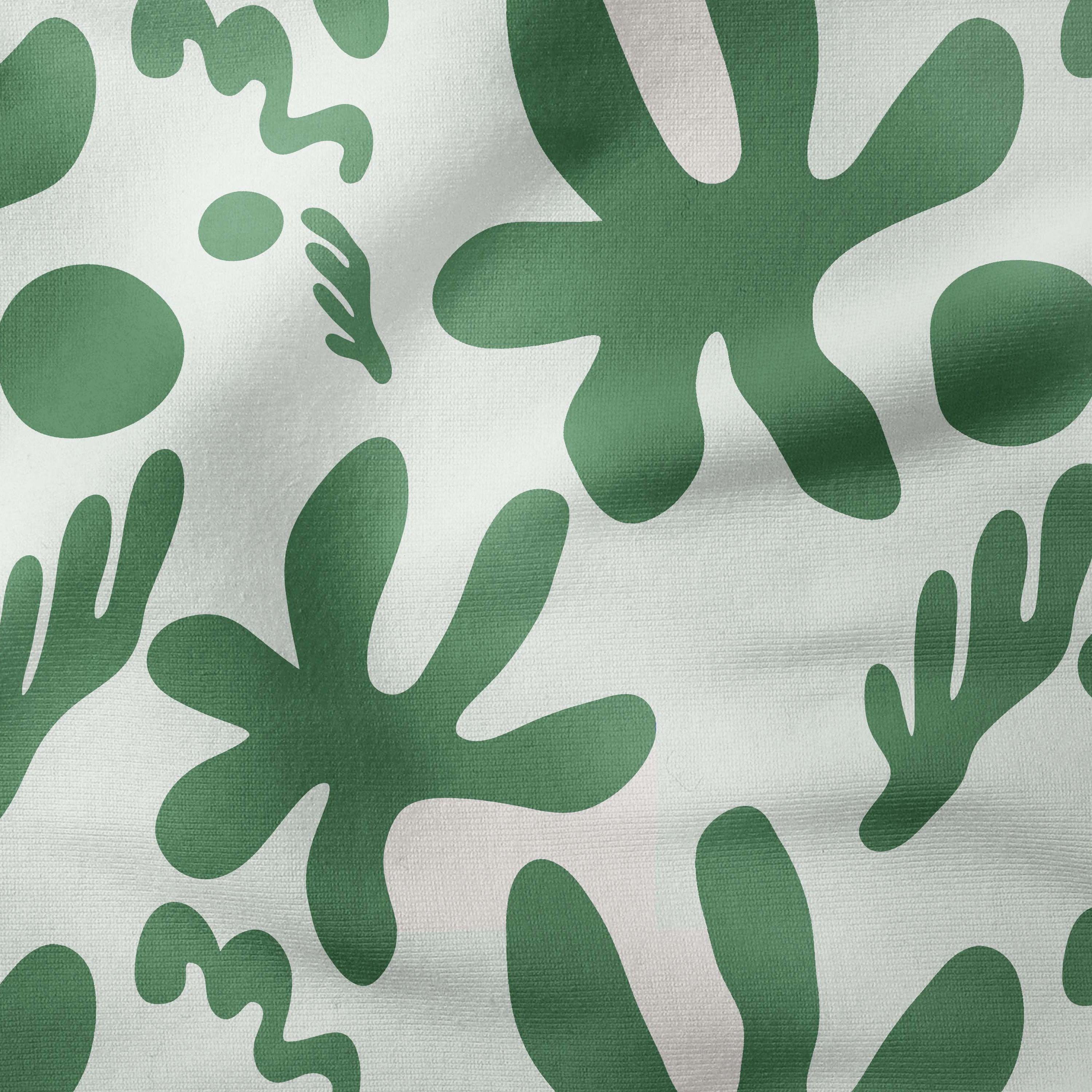 Abstract Flowers-Art Print Fabric-Melco Fabrics-Dark Green on Mint-Cotton Poplin (110gsm)-Online-Fabric-Store-Australia