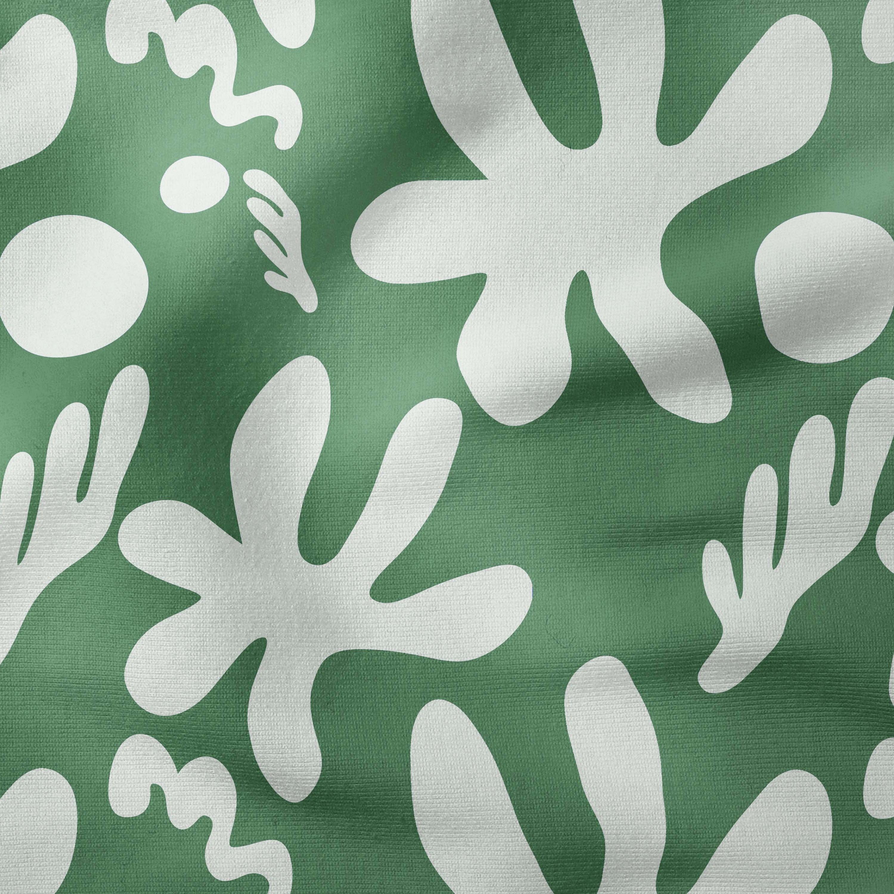 Abstract Flowers-Art Print Fabric-Melco Fabrics-Mint on Dark Green-Cotton Poplin (110gsm)-Online-Fabric-Store-Australia
