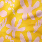 Abstract Flowers-Art Print Fabric-Melco Fabrics-Pink on Yellow-Cotton Poplin (110gsm)-Online-Fabric-Store-Australia