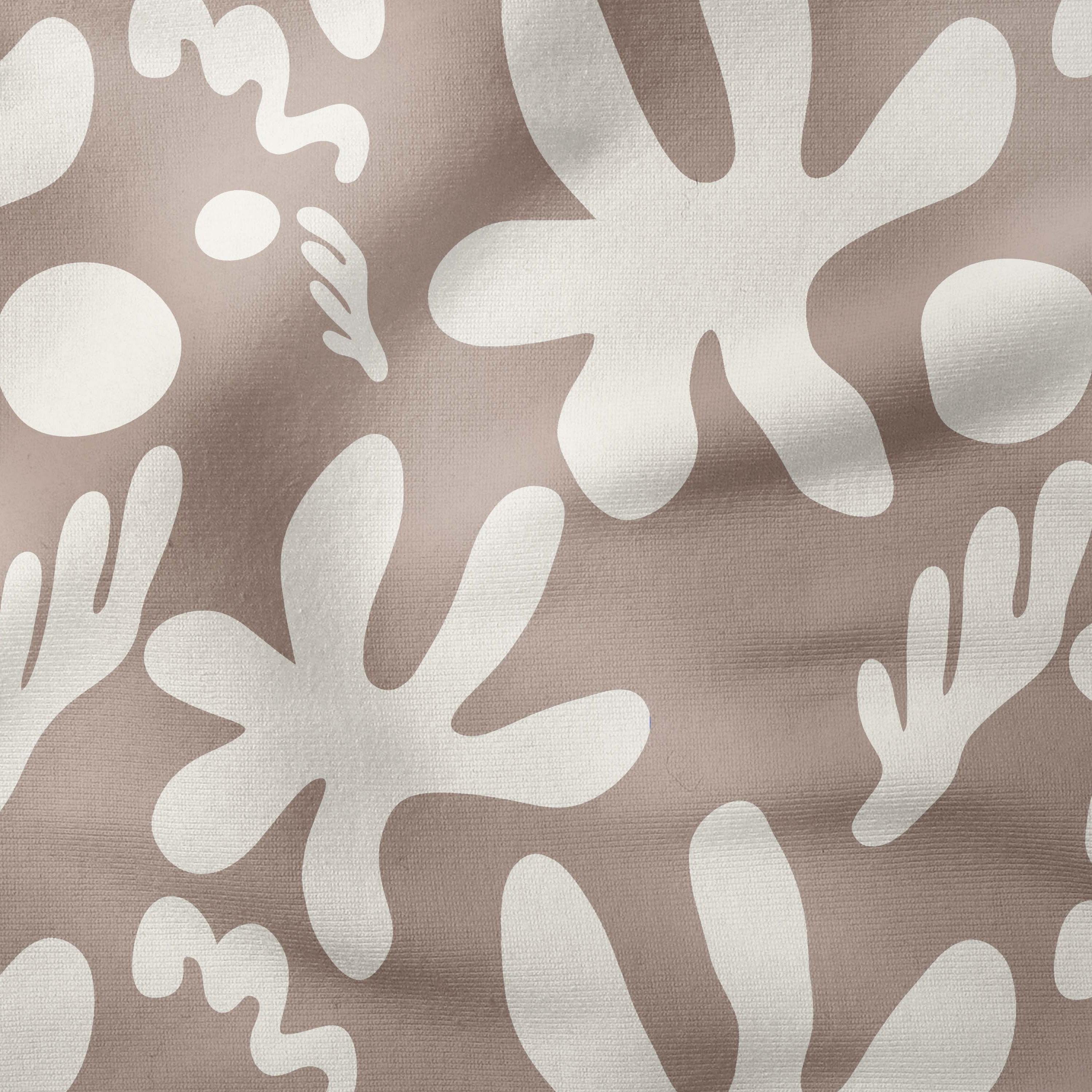 Abstract Flowers-Art Print Fabric-Melco Fabrics-Tofu on Chocolate-Cotton Poplin (110gsm)-Online-Fabric-Store-Australia