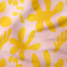 Abstract Flowers-Art Print Fabric-Melco Fabrics-Yellow on Pink-Cotton Poplin (110gsm)-Online-Fabric-Store-Australia