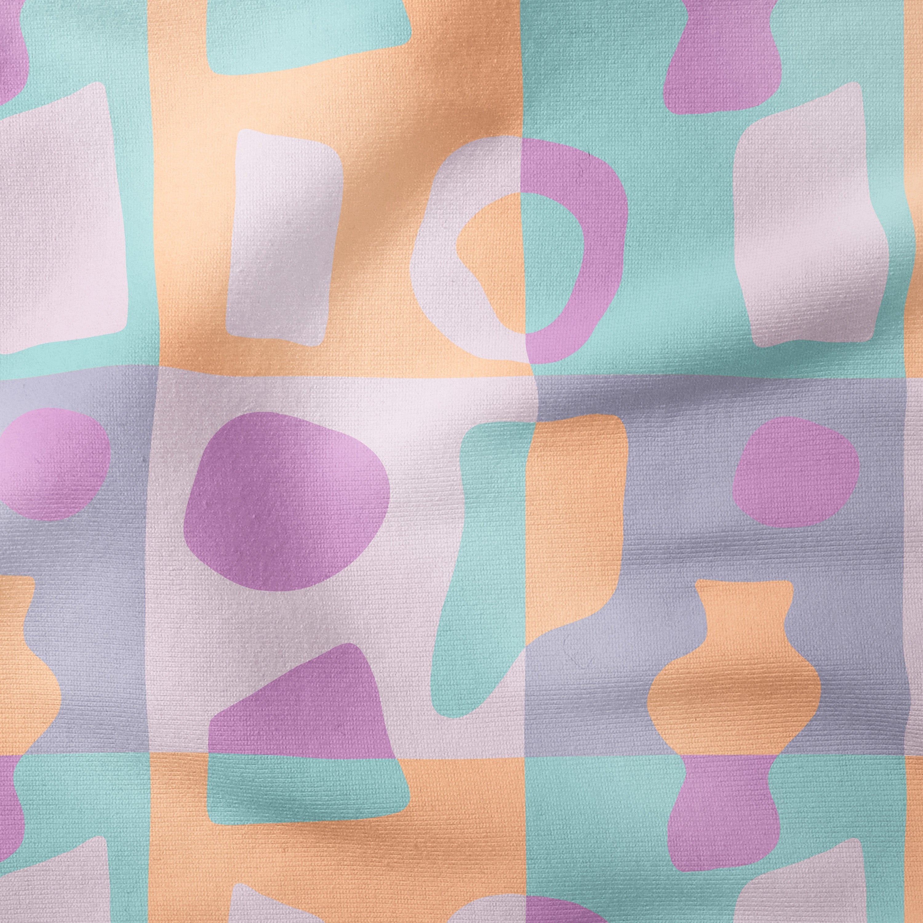 Abstract Mosaic-Peach Serenity-Cotton Poplin (110gsm) / 140cm width-Melco Fabrics Online Fabric Australia