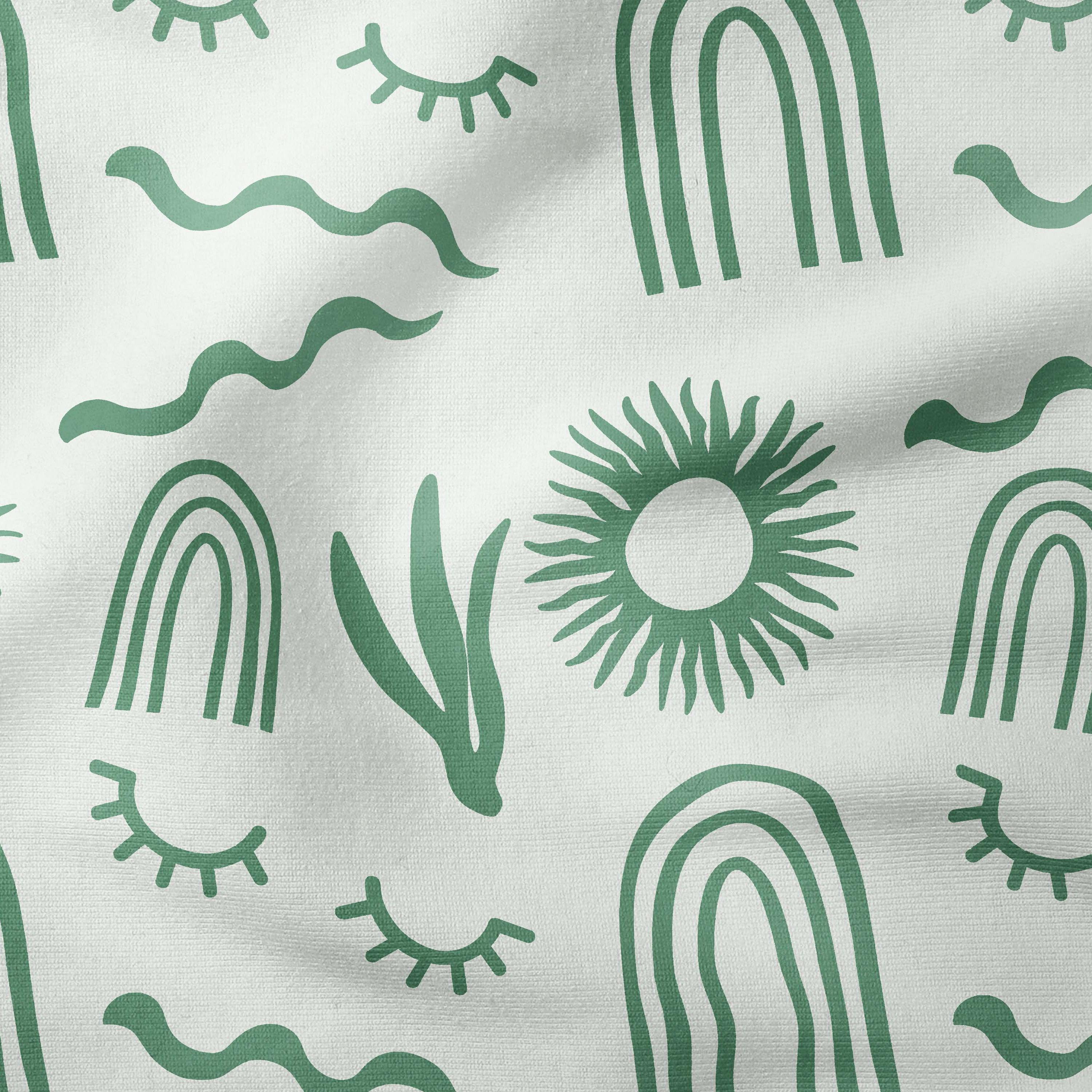 Abstract Shapes-Art Print Fabric-Melco Fabrics-Dark Green on Mint-Cotton Poplin (110gsm)-Online-Fabric-Shop-Australia
