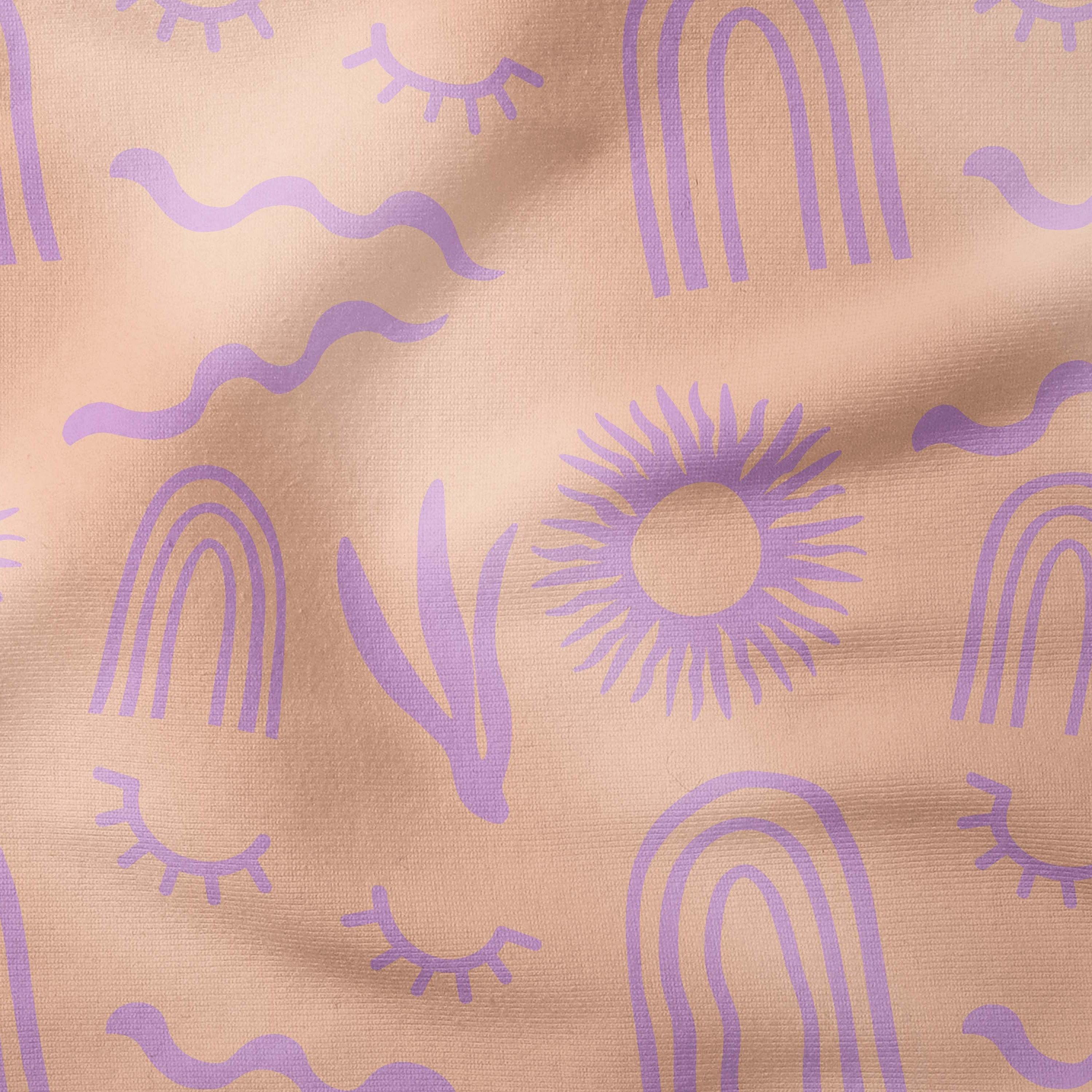 Abstract Shapes-Art Print Fabric-Melco Fabrics-Lilac on Sand-Cotton Poplin (110gsm)-Online-Fabric-Shop-Australia