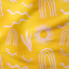 Abstract Shapes-Art Print Fabric-Melco Fabrics-Pink on Yellow-Cotton Poplin (110gsm)-Online-Fabric-Shop-Australia