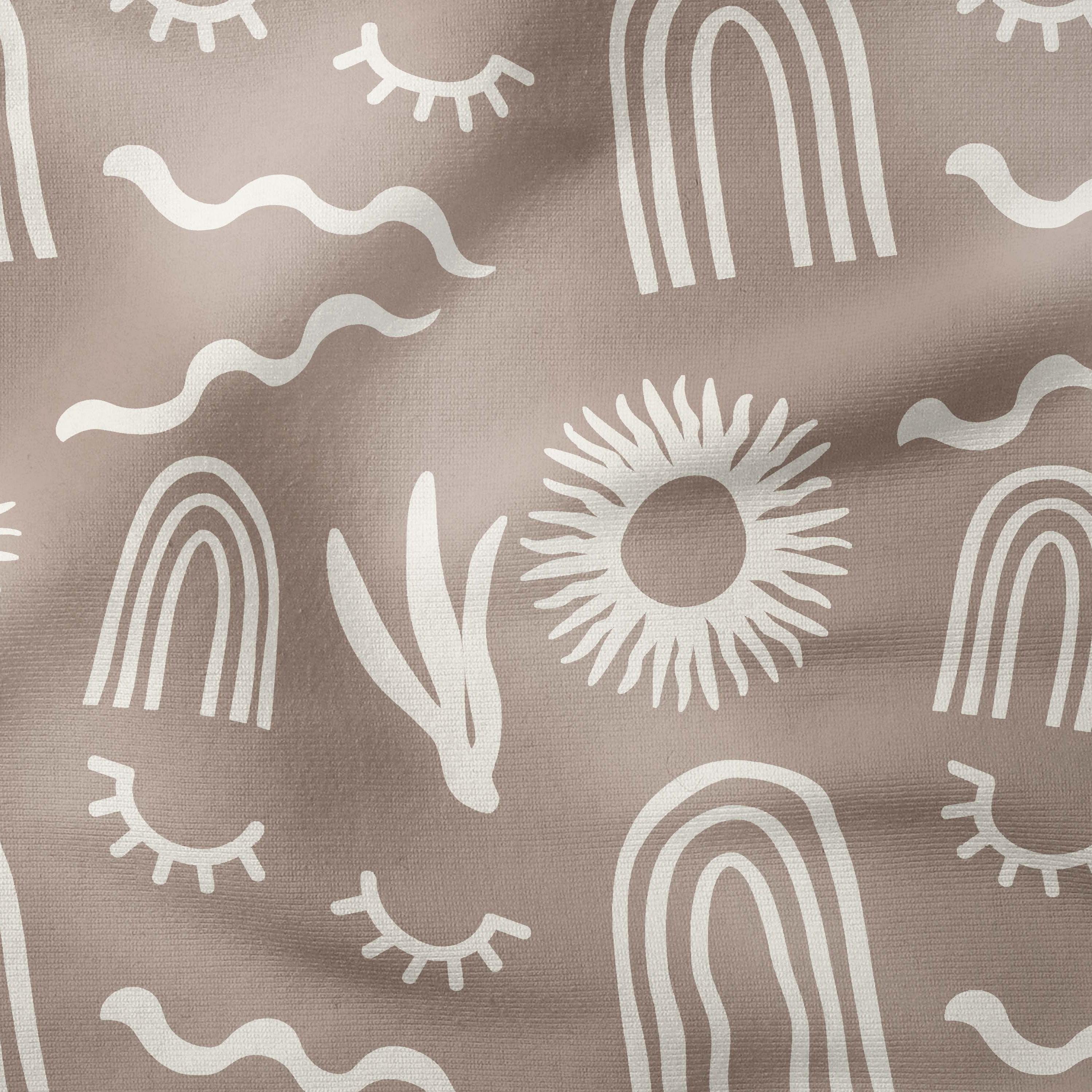Abstract Shapes-Art Print Fabric-Melco Fabrics-Tofu on Chocolate-Cotton Poplin (110gsm)-Online-Fabric-Shop-Australia