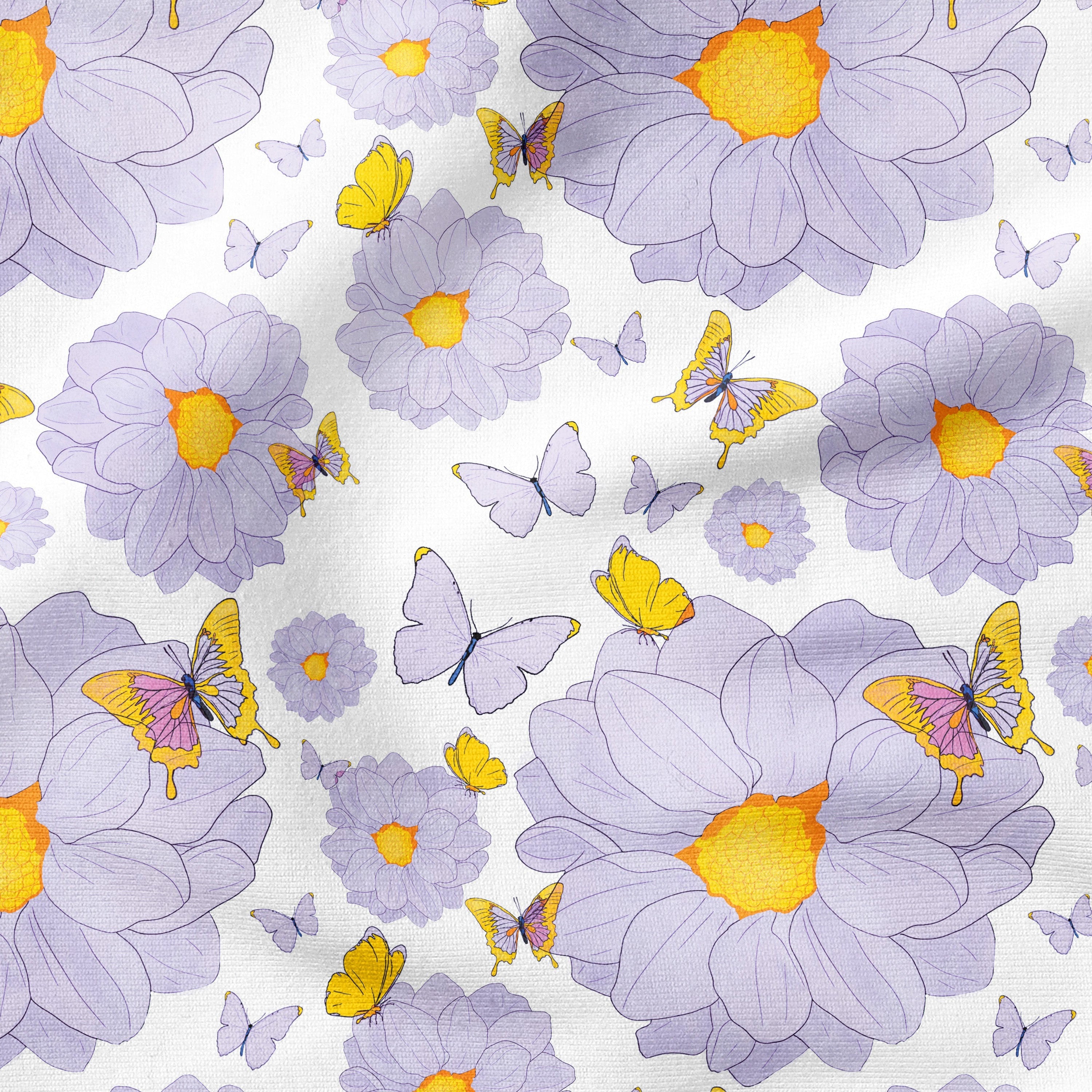 Dahlia Dreams-Lilac-Cotton Poplin (110gsm) / 140cm width-Melco Fabrics Online Fabric Australia