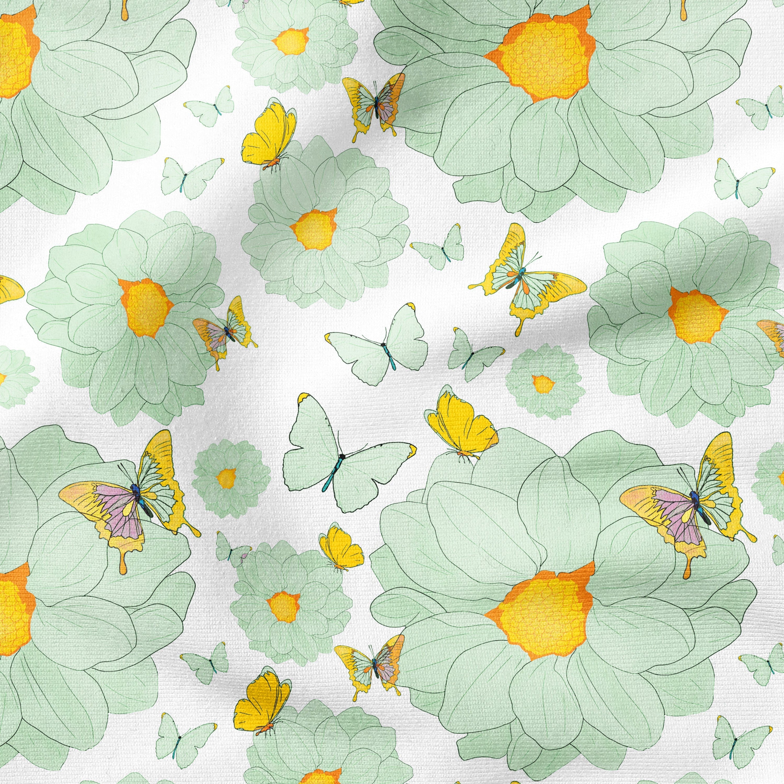 Dahlia Dreams-Mint-Cotton Poplin (110gsm) / 140cm width-Melco Fabrics Online Fabric Australia