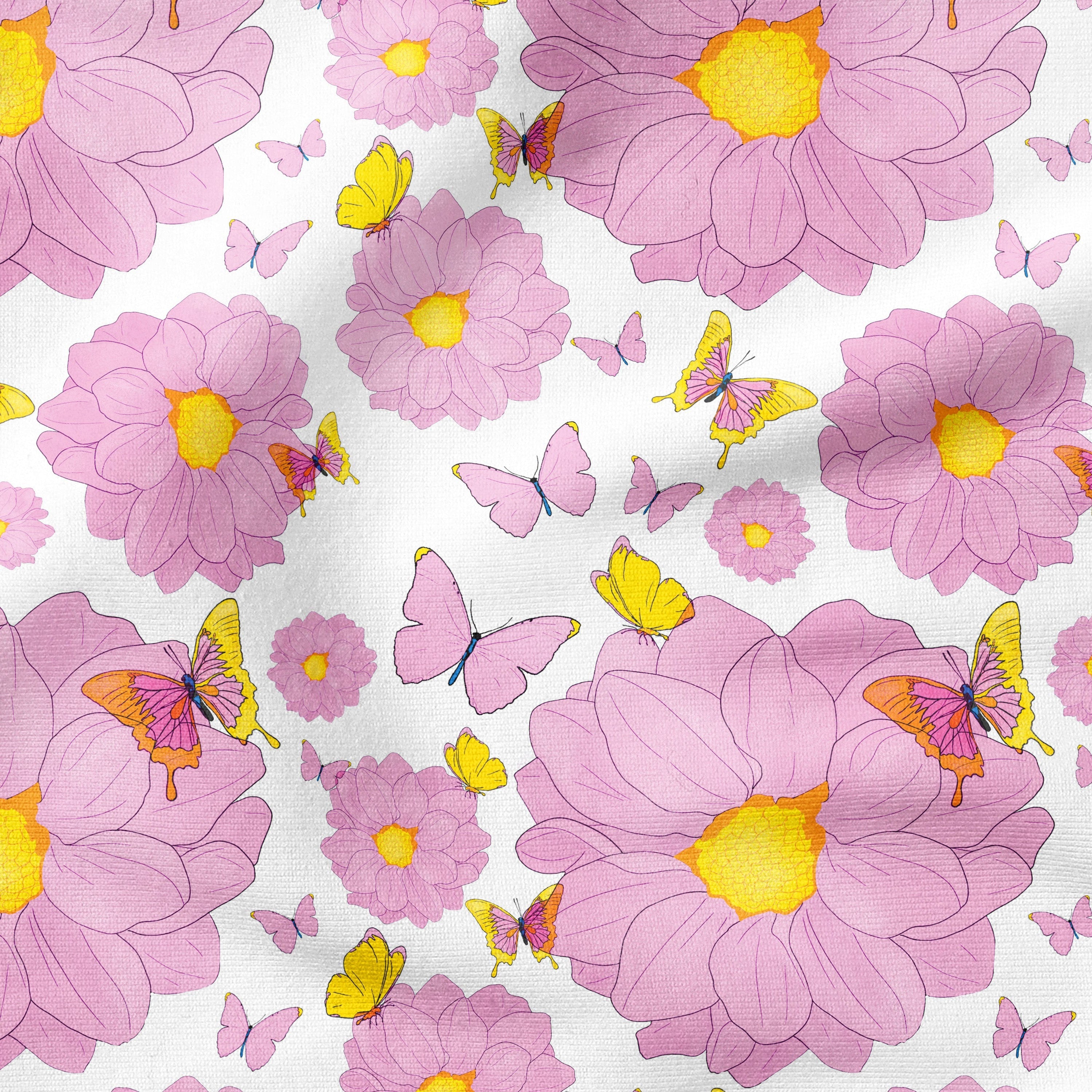 Dahlia Dreams-Pink-Cotton Poplin (110gsm) / 140cm width-Melco Fabrics Online Fabric Australia