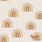 Neutral-toned arch pattern on a textured linen background, designed by independent artist for Melco Fabrics.