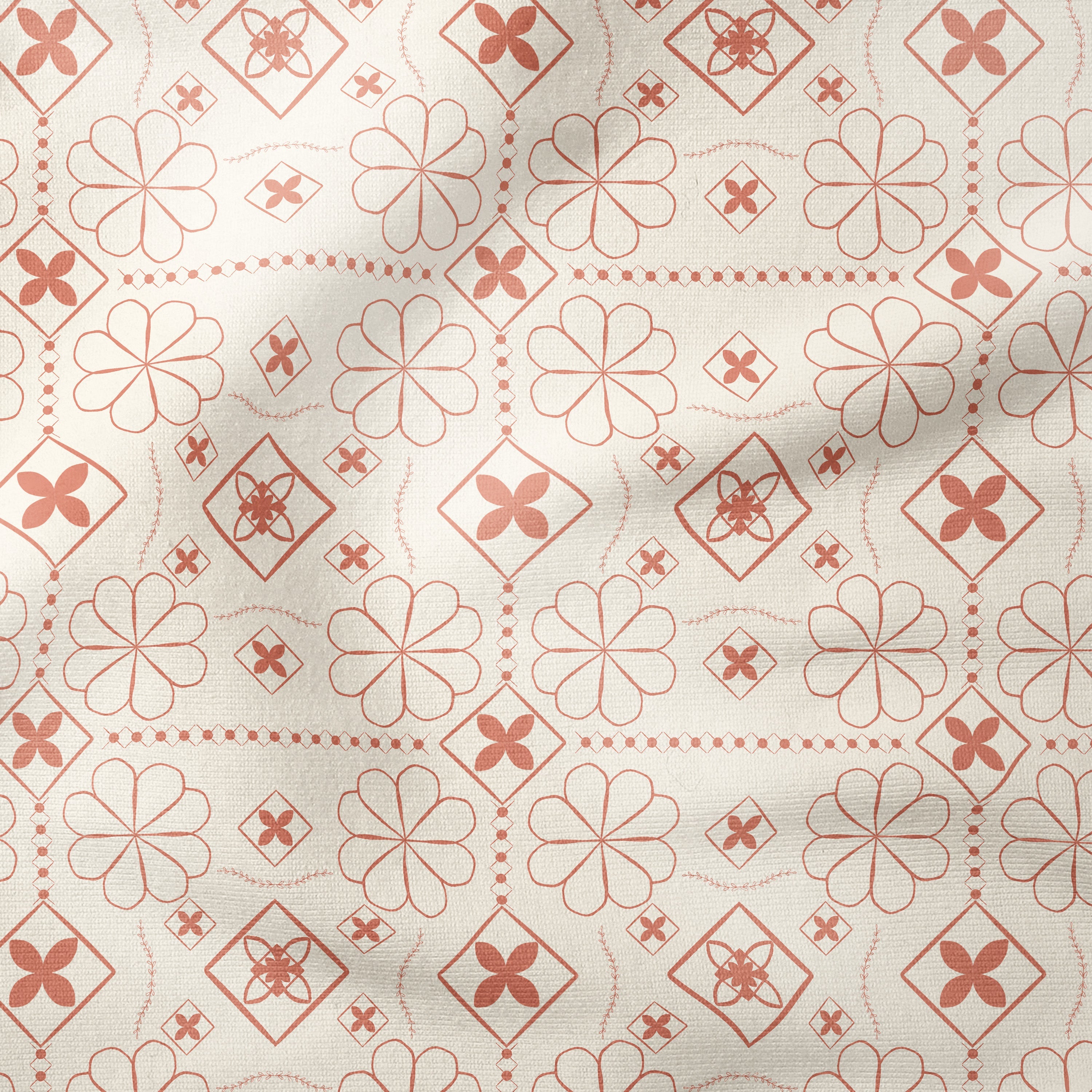 Geometric Bloom-Melco Originals-Clay-Cotton Poplin (110gsm) / 140cm width-Melco Fabrics Online Fabric Australia