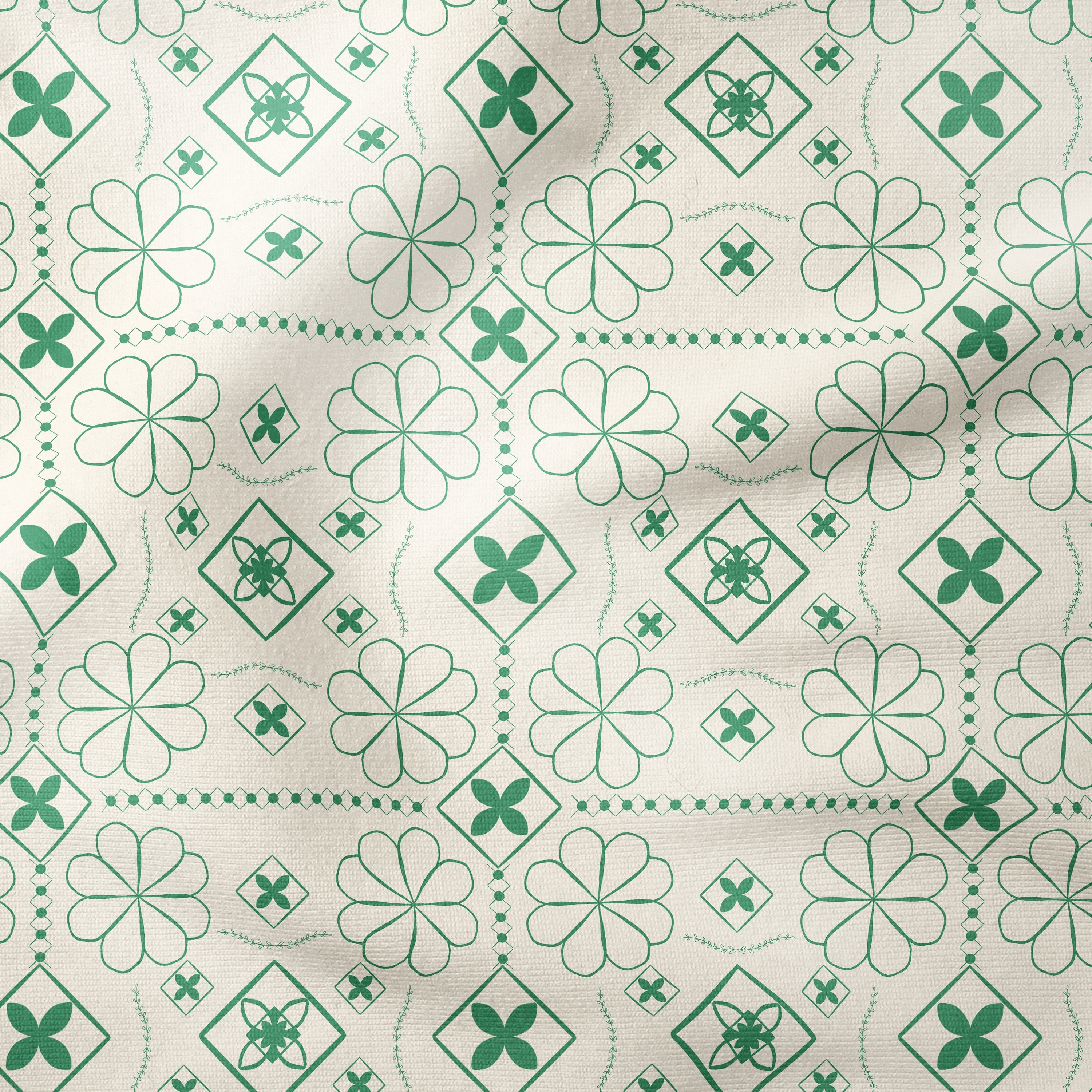 Geometric Bloom-Melco Originals-Green-Cotton Poplin (110gsm) / 140cm width-Melco Fabrics Online Fabric Australia