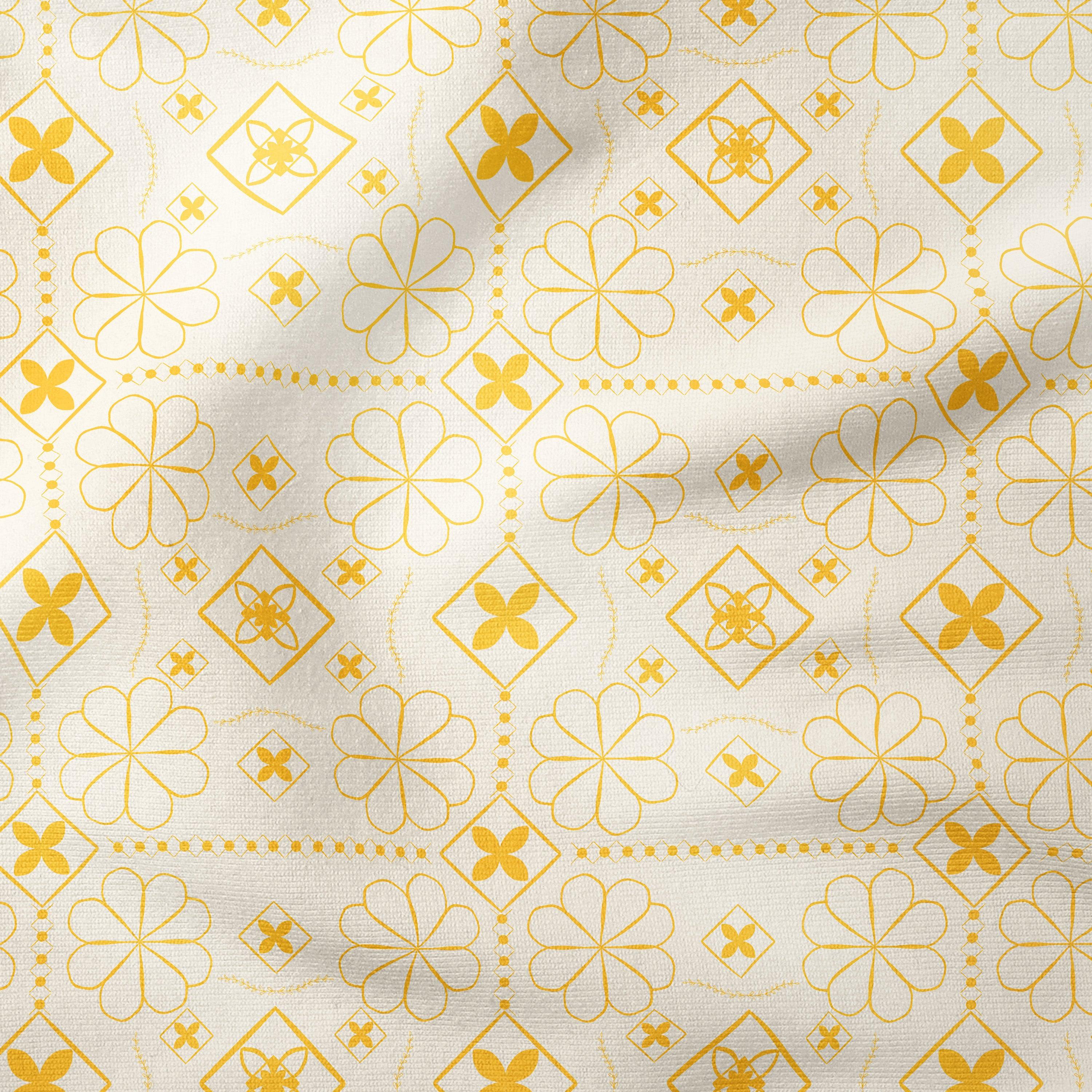 Geometric Bloom-Melco Originals-Yellow-Cotton Poplin (110gsm) / 140cm width-Melco Fabrics Online Fabric Australia