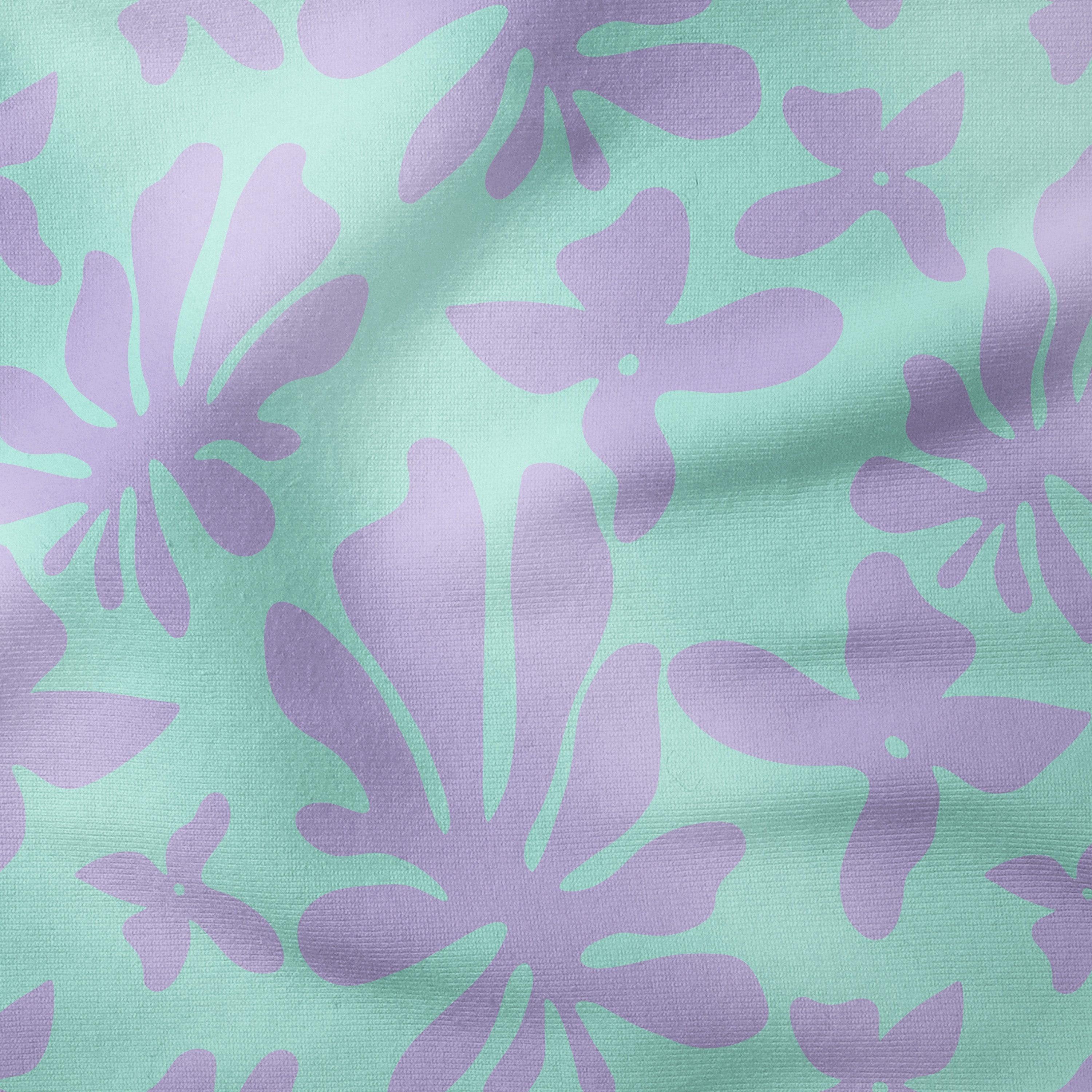 Leaves and Flowers-Melco Originals-Melco Fabrics-Lavender on Beach Glass-Cotton Poplin (110gsm) / 140cm width-Melco Fabrics
