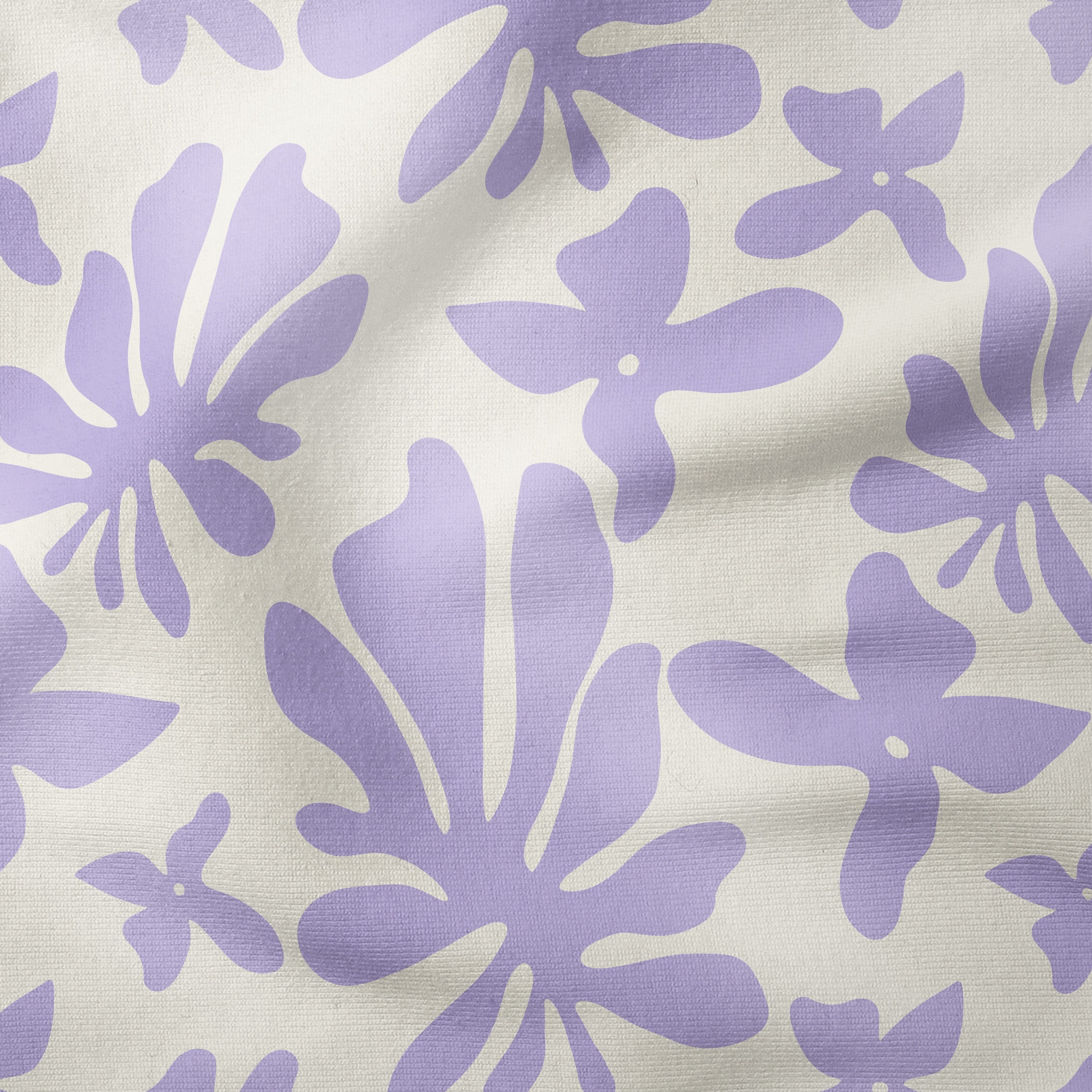 Leaves and Flowers-Melco Originals-Melco Fabrics-Lavender on Tofu-Cotton Poplin (110gsm) / 140cm width-Melco Fabrics