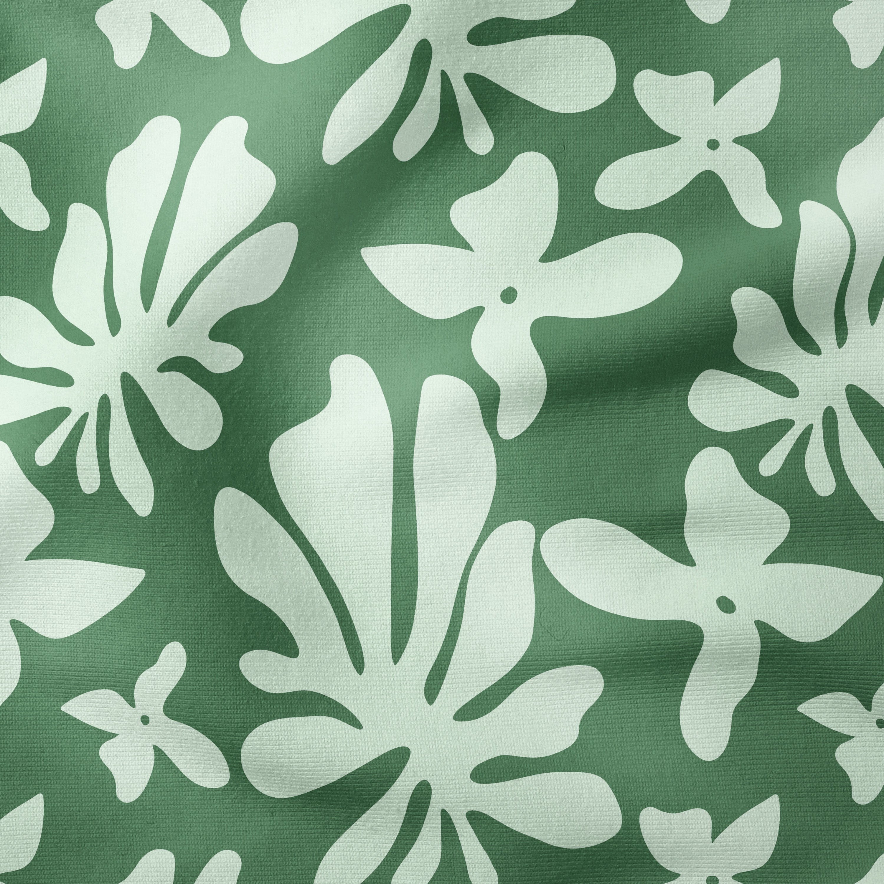 Leaves and Flowers-Melco Originals-Melco Fabrics-Mint on Dark Green-Cotton Poplin (110gsm) / 140cm width-Melco Fabrics