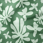 Leaves and Flowers-Melco Originals-Melco Fabrics-Mint on Dark Green-Cotton Poplin (110gsm) / 140cm width-Melco Fabrics